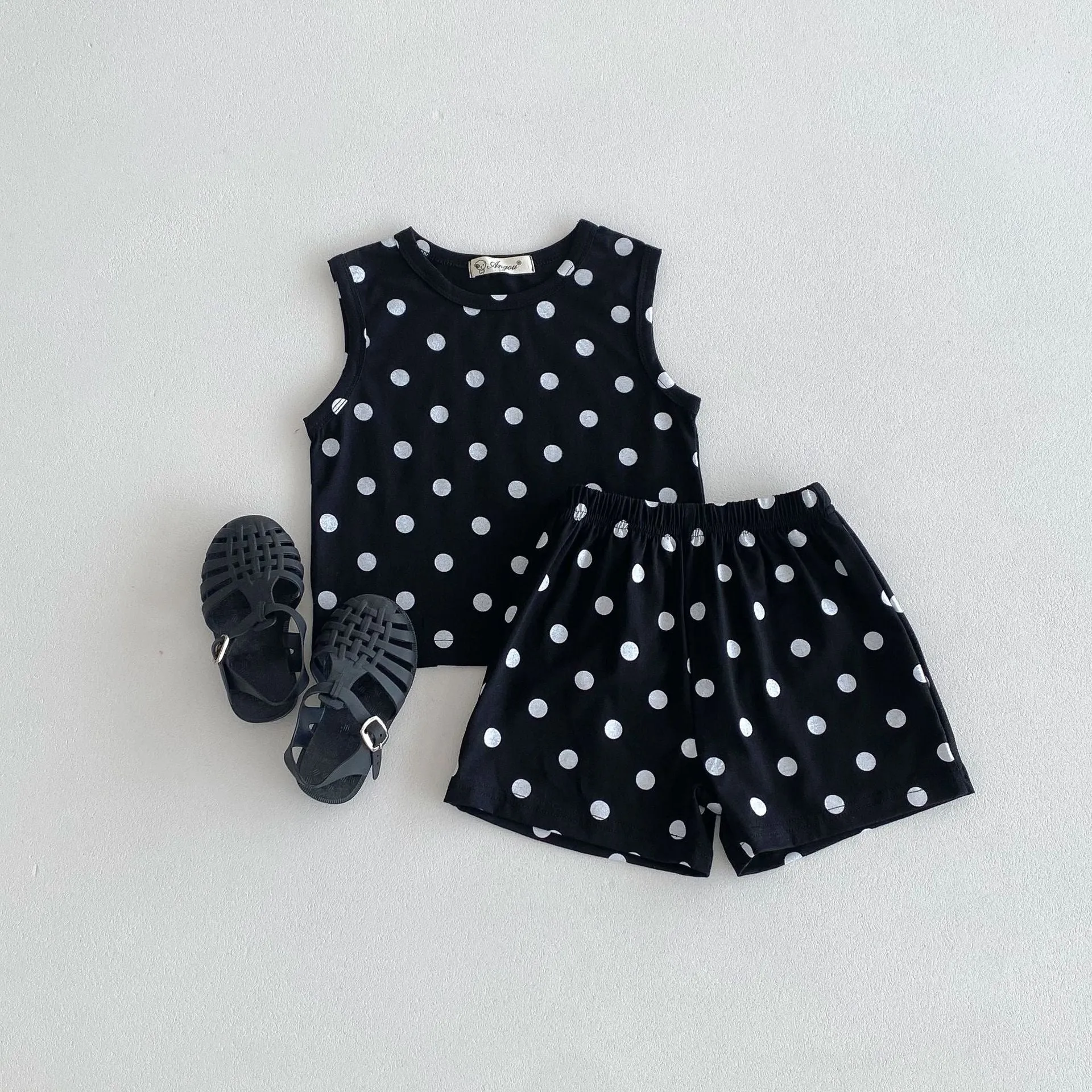 Heart & Polka Dot Print Tank Top Summer Set