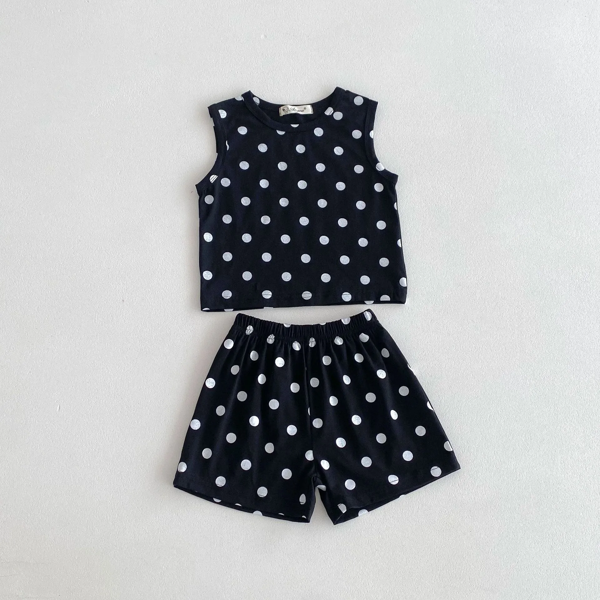 Heart & Polka Dot Print Tank Top Summer Set