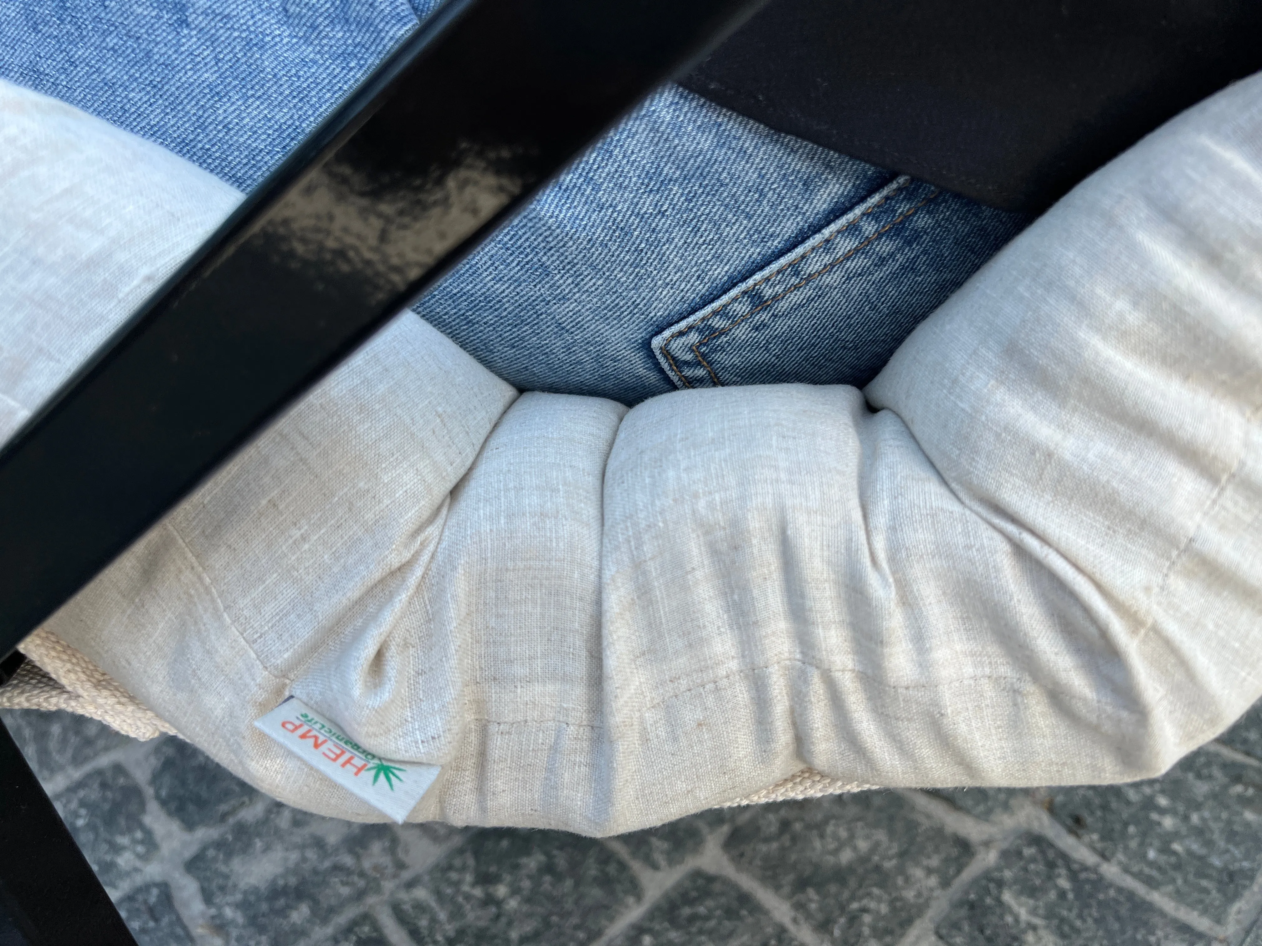 Hemp Chair Cushion with Metal Armchair Lounge Sling Chair Thick Linen Fabric Modern Minimalist Scandinavian Hand Made to order