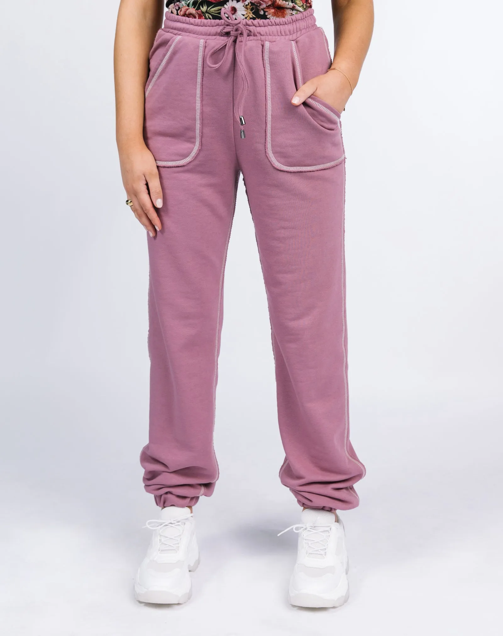 High Waist Joggers with Pockets in Blush Pink | Chelsea