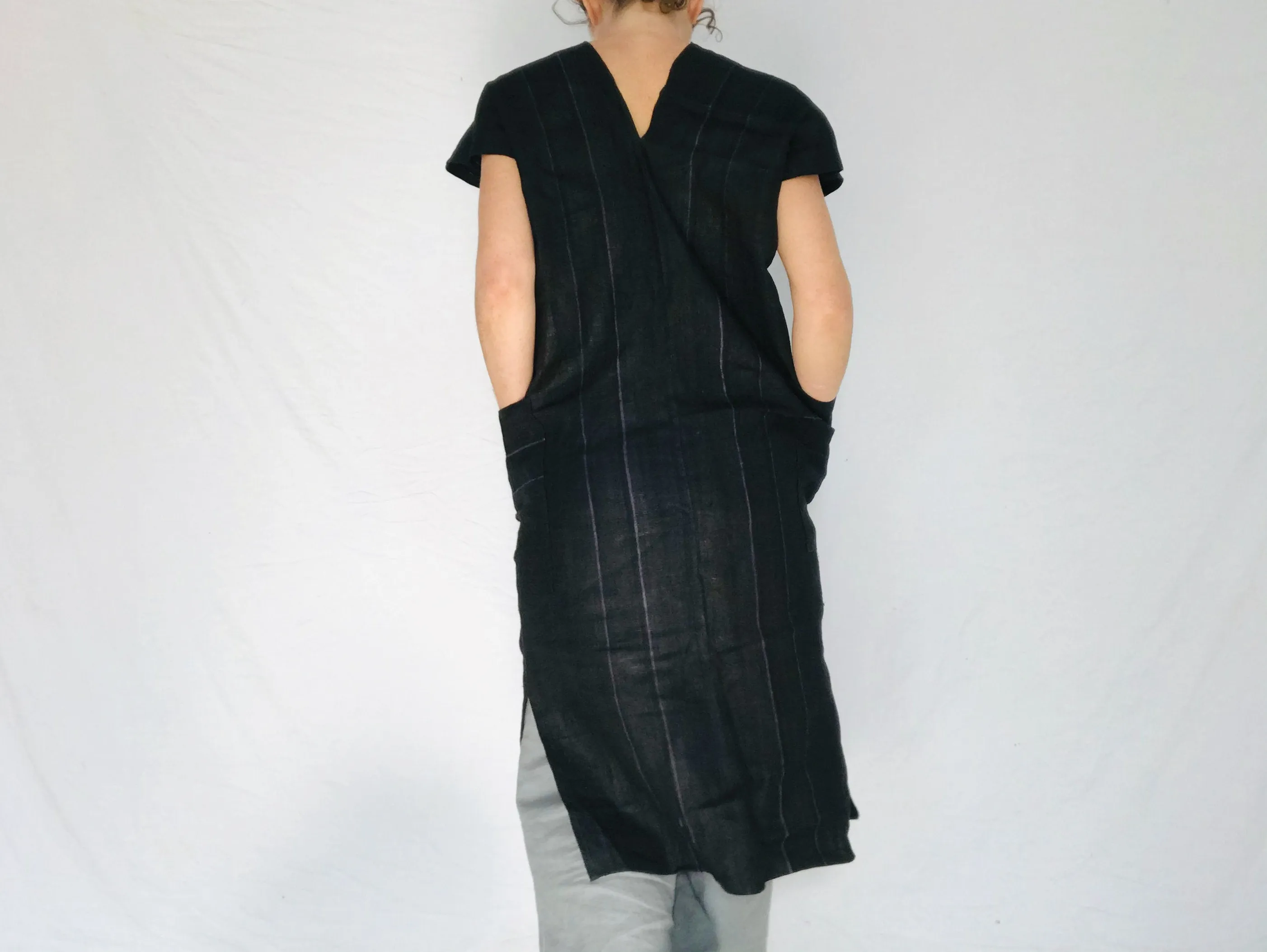Hmong Shift Dress Tunic. Hemp Linen Indigo