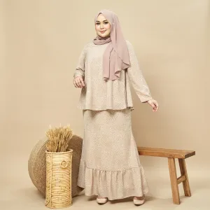 Jawhara Flare Kurung Set  Polka Dot Nude