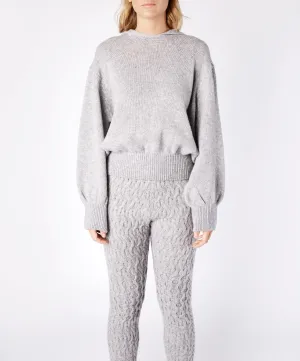Jersey Cropped Hoodie Soft Grey
