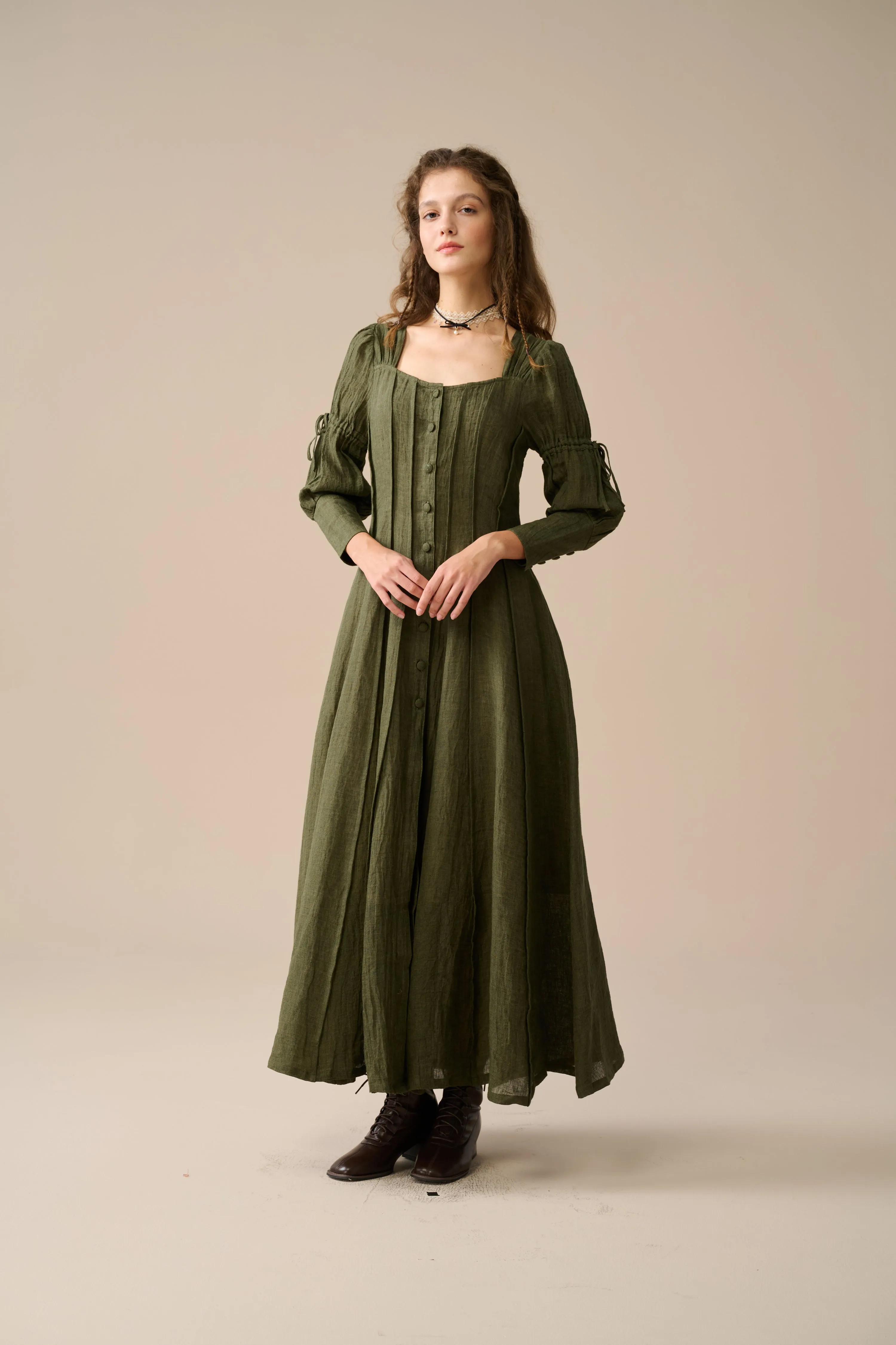 Laura 31 | Pintucked Maxi Linen Dress