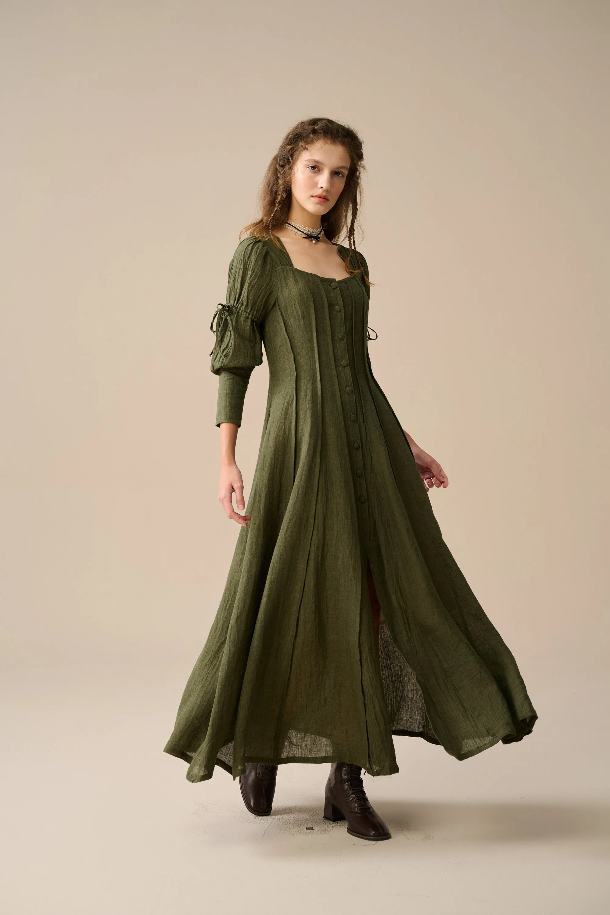 Laura 31 | Pintucked Maxi Linen Dress