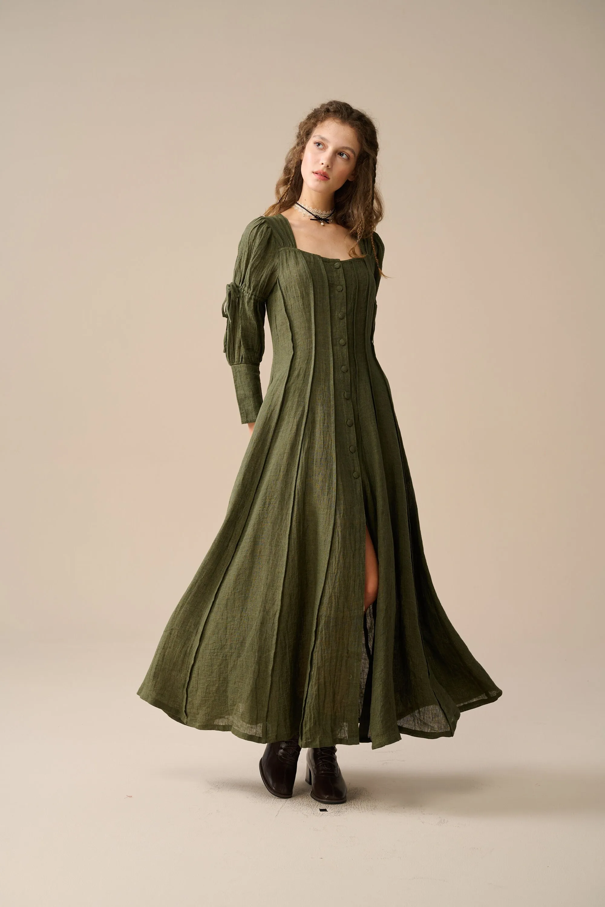 Laura 31 | Pintucked Maxi Linen Dress