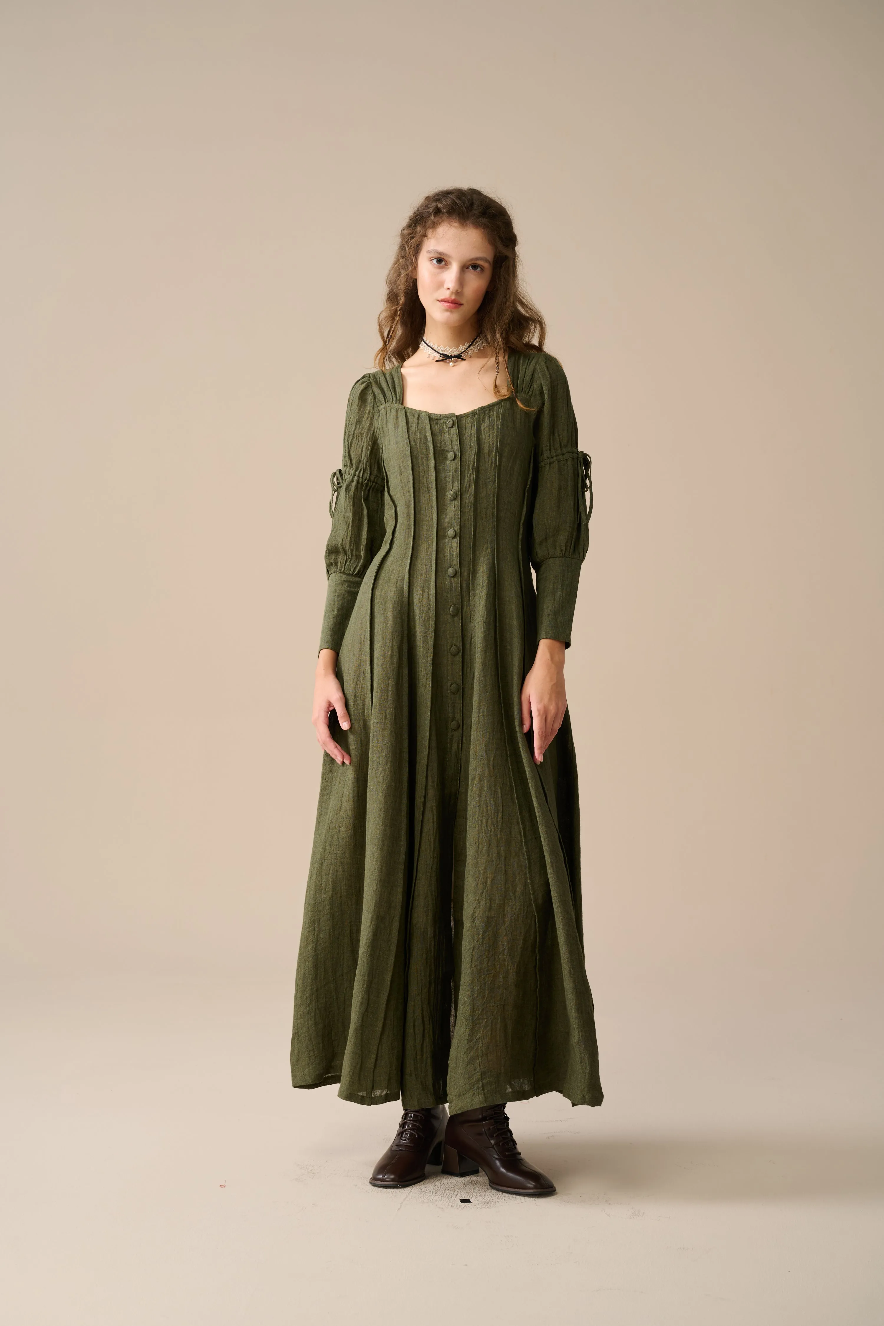 Laura 31 | Pintucked Maxi Linen Dress