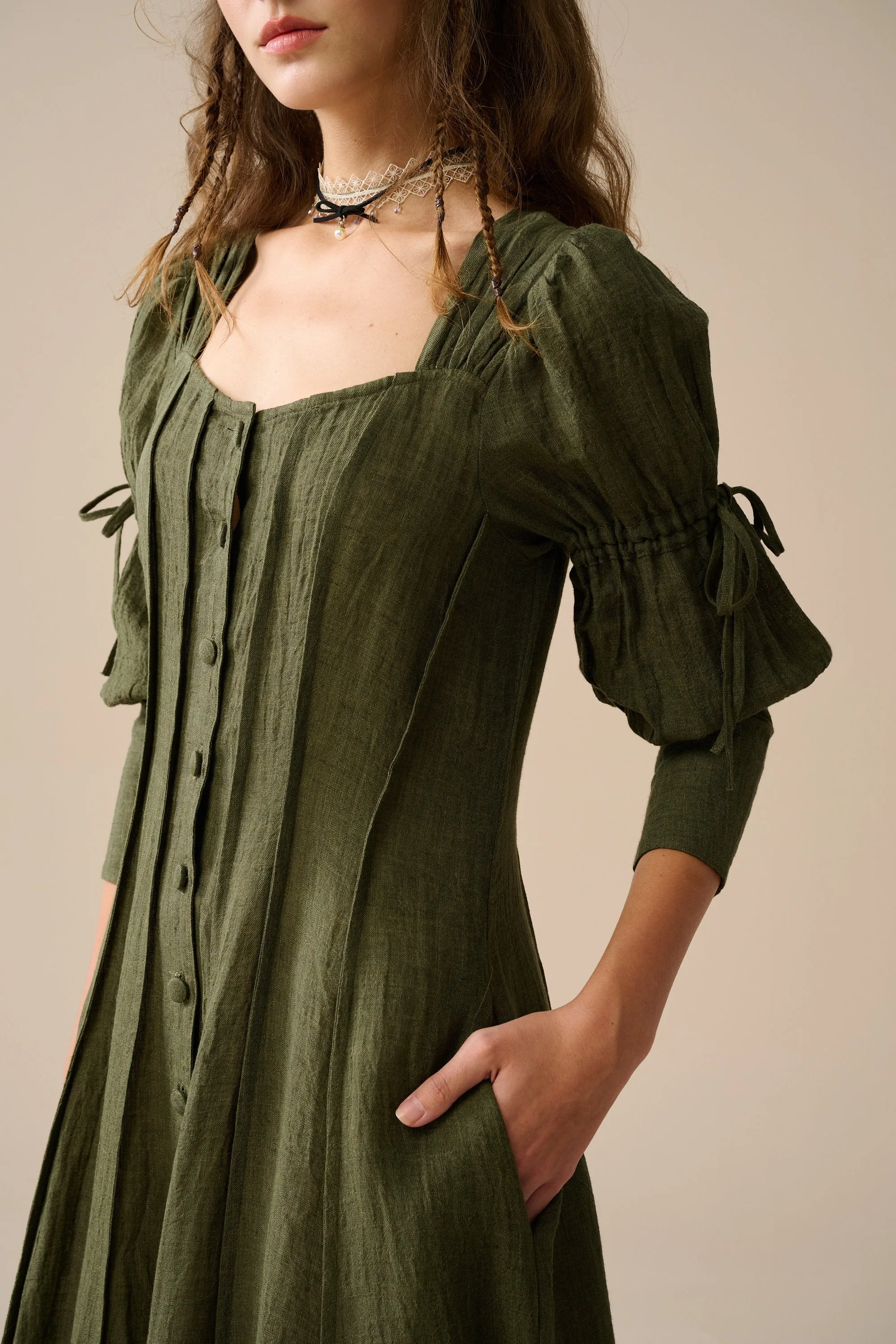 Laura 31 | Pintucked Maxi Linen Dress
