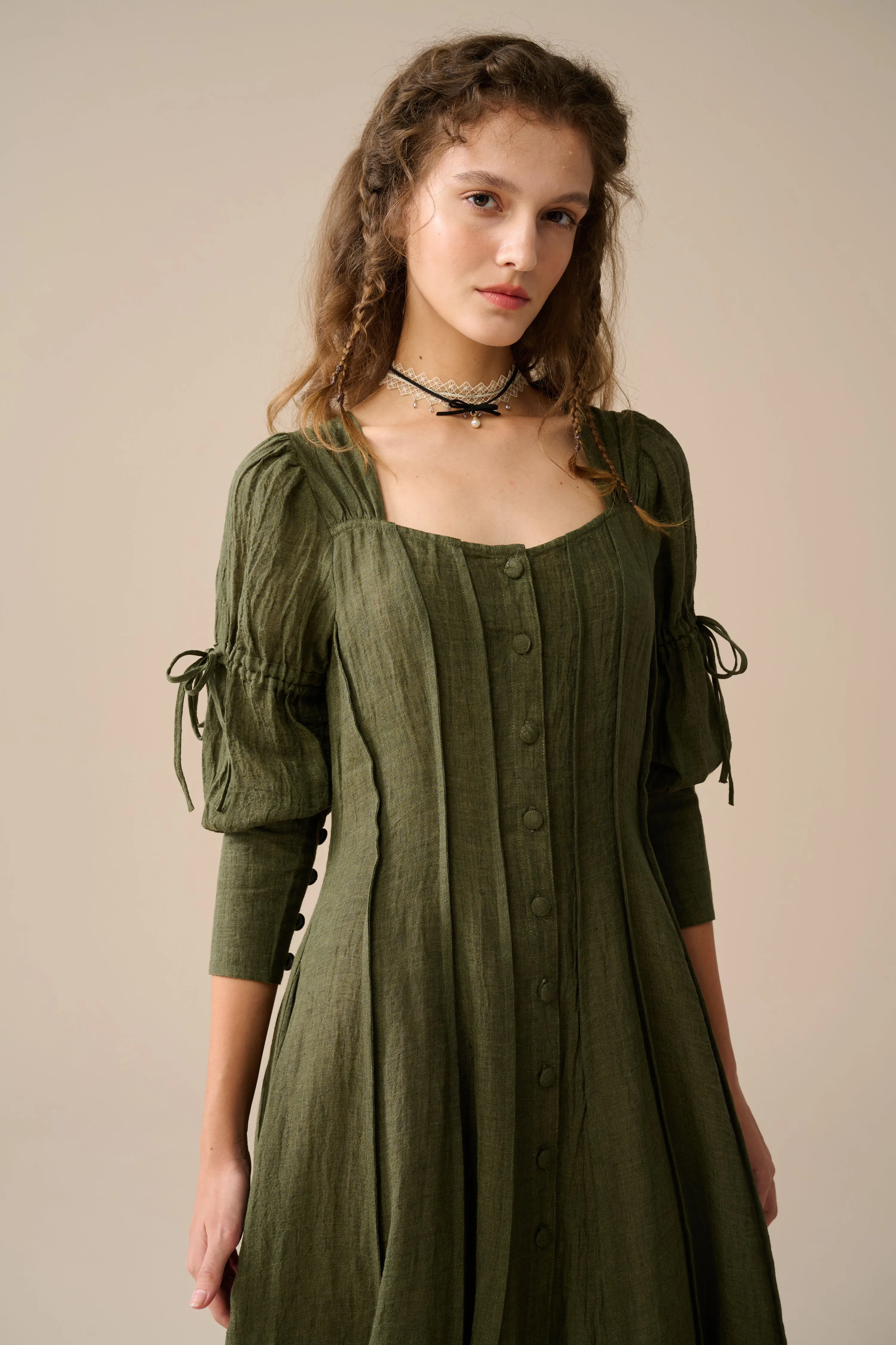 Laura 31 | Pintucked Maxi Linen Dress