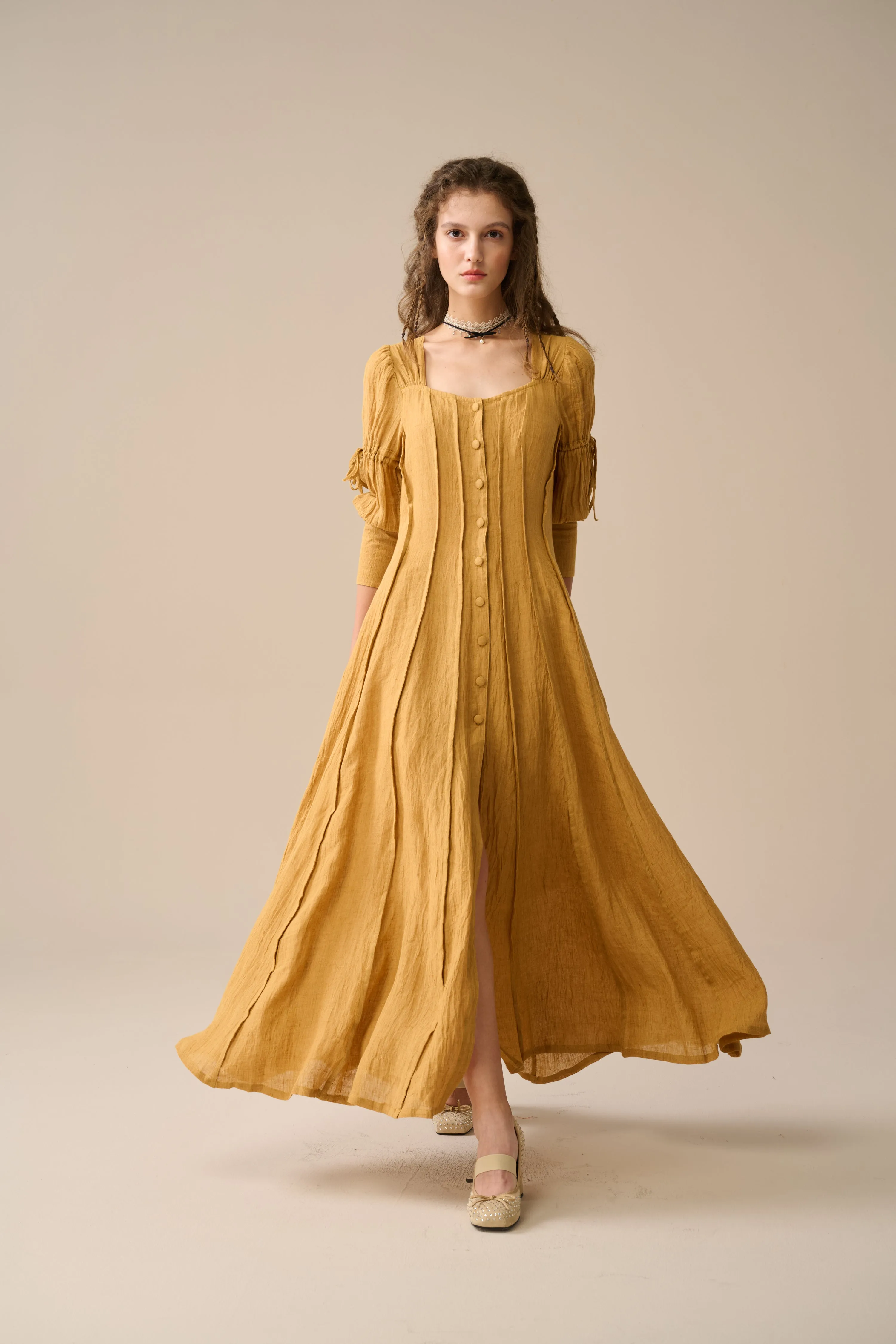 Laura 31 | Pintucked Maxi Linen Dress
