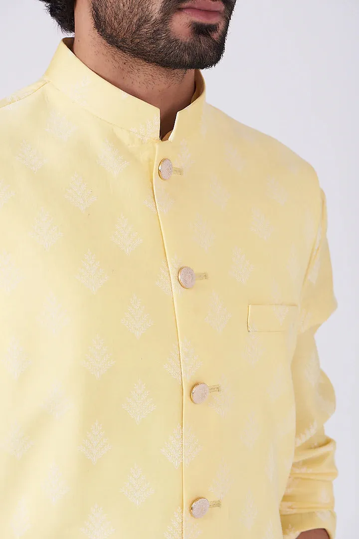 Lemon Yellow Nehru Jacket Set