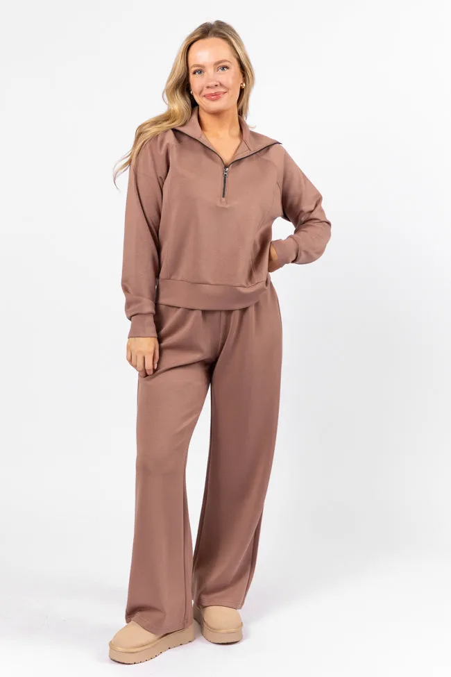 Let's Just Stay Mocha Knit Wide Leg Pants FINAL SALE