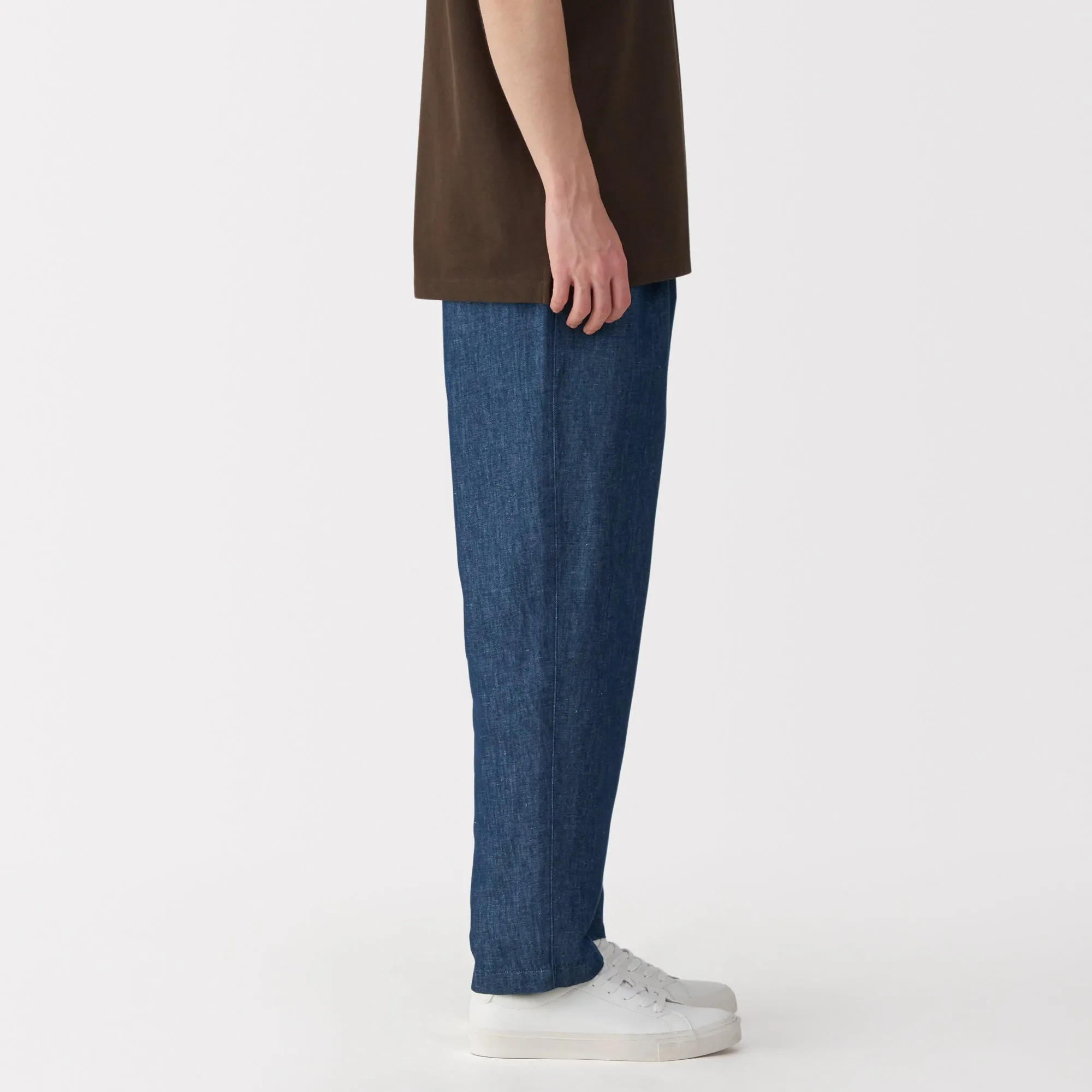Men's Hemp Blend Denim Pleated Straight Pants