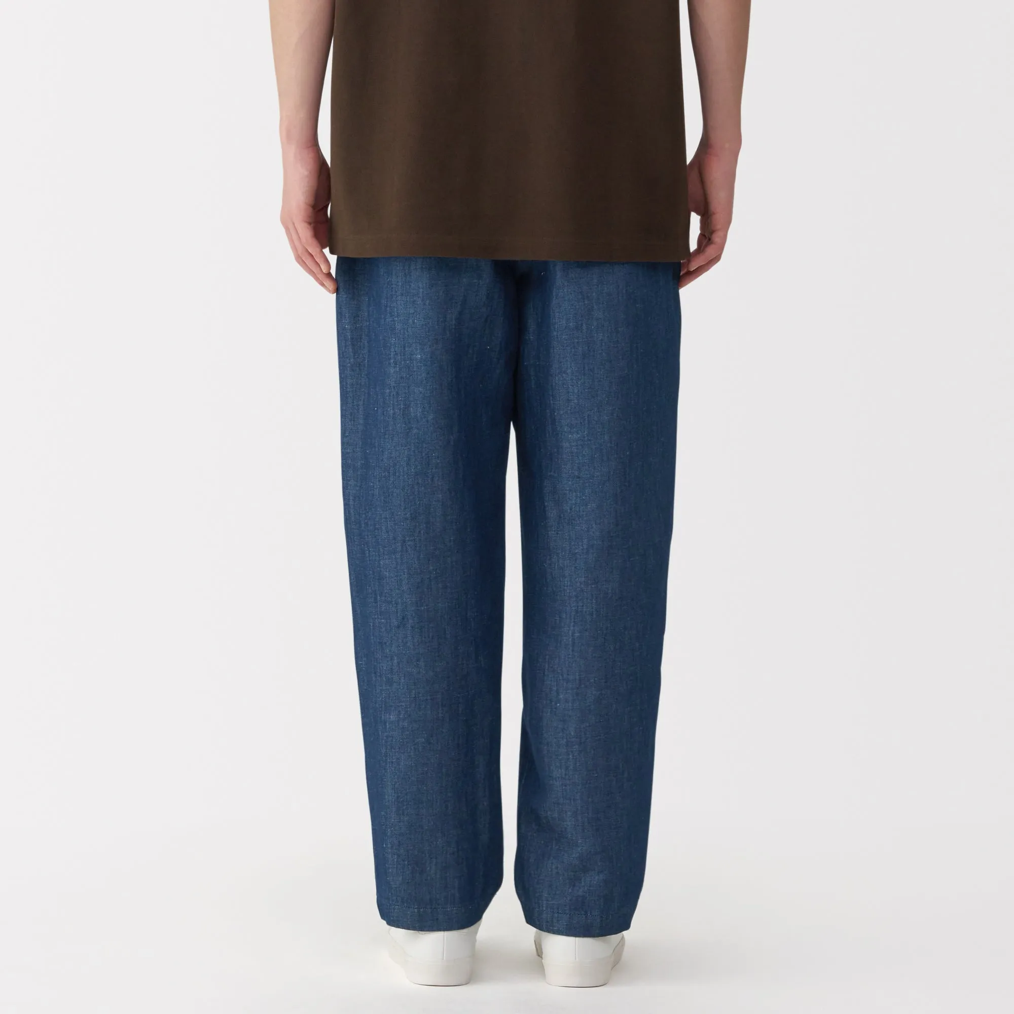Men's Hemp Blend Denim Pleated Straight Pants
