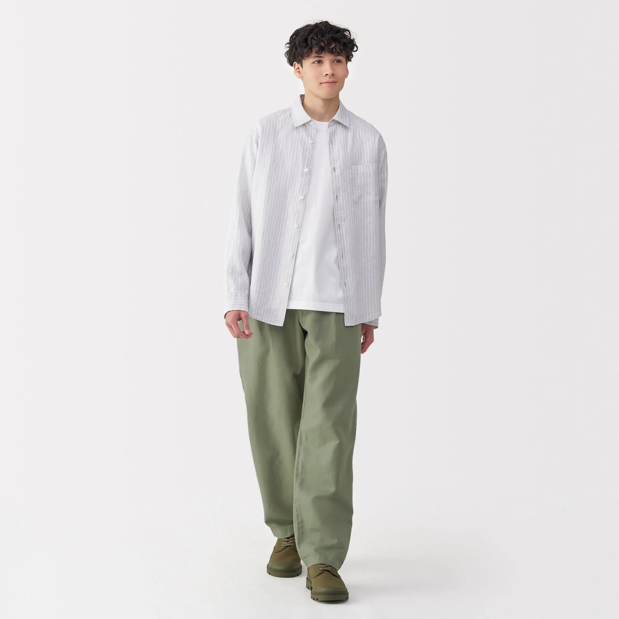 Men's Hemp Blend Twill Pleated Straight Pants