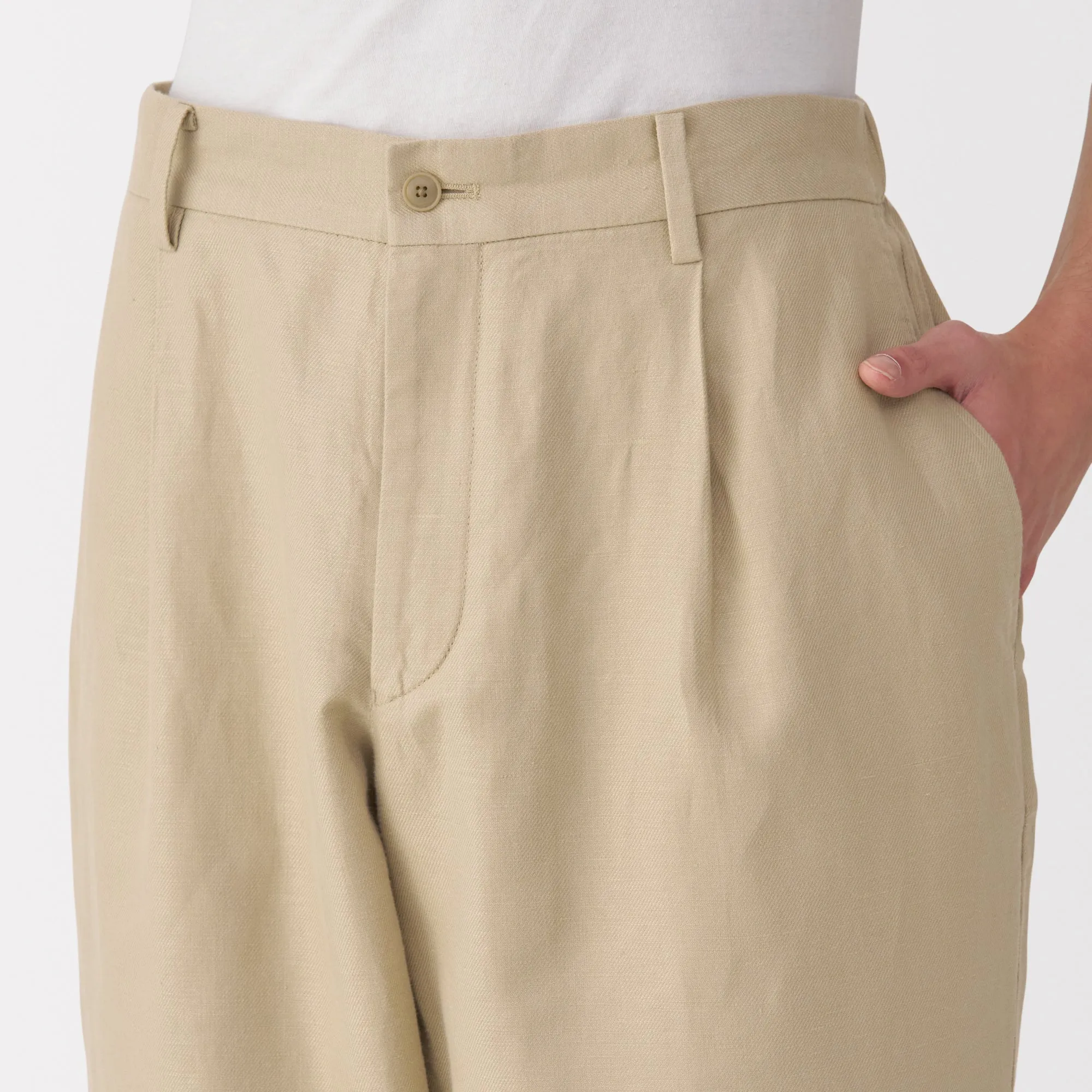 Men's Hemp Blend Twill Pleated Straight Pants