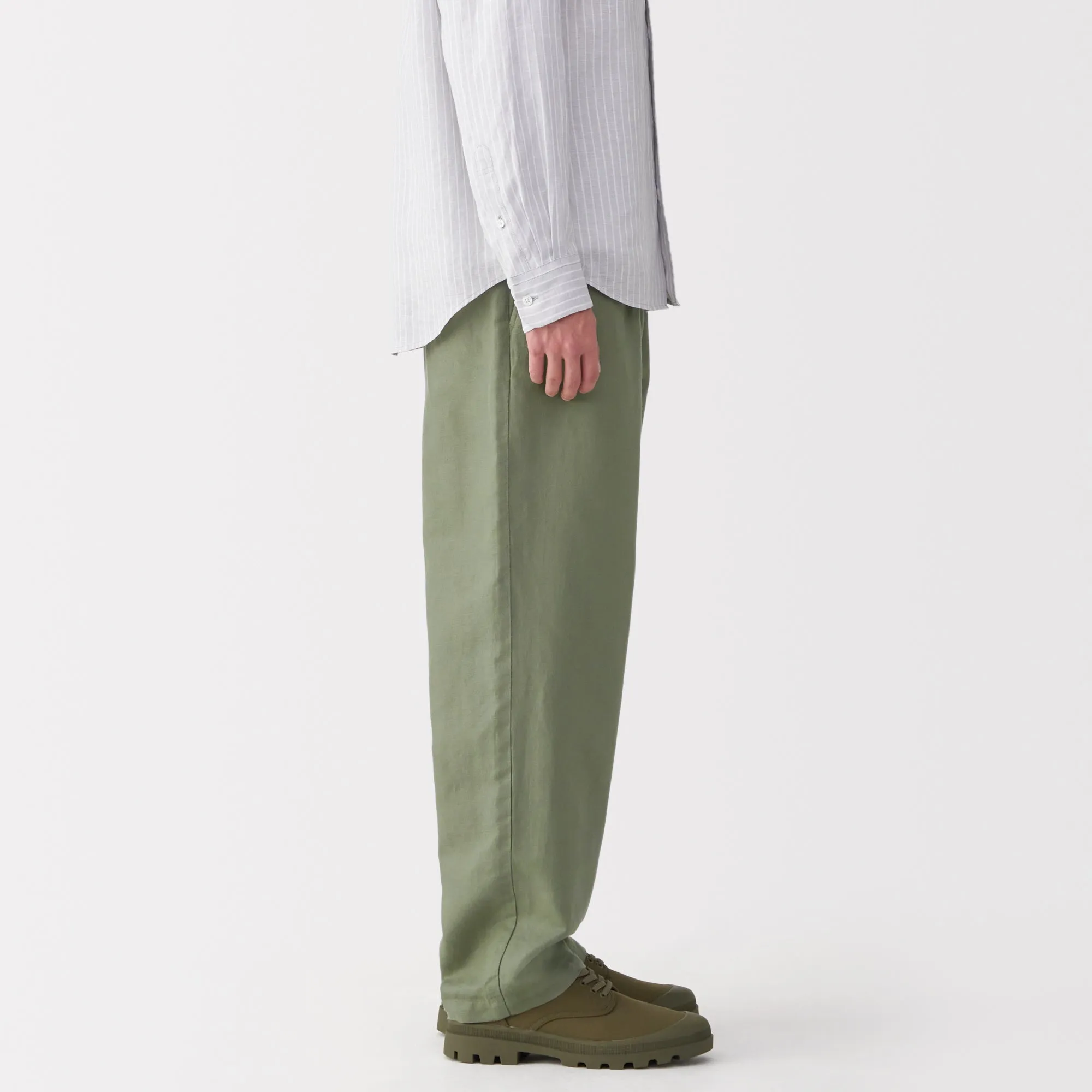 Men's Hemp Blend Twill Pleated Straight Pants