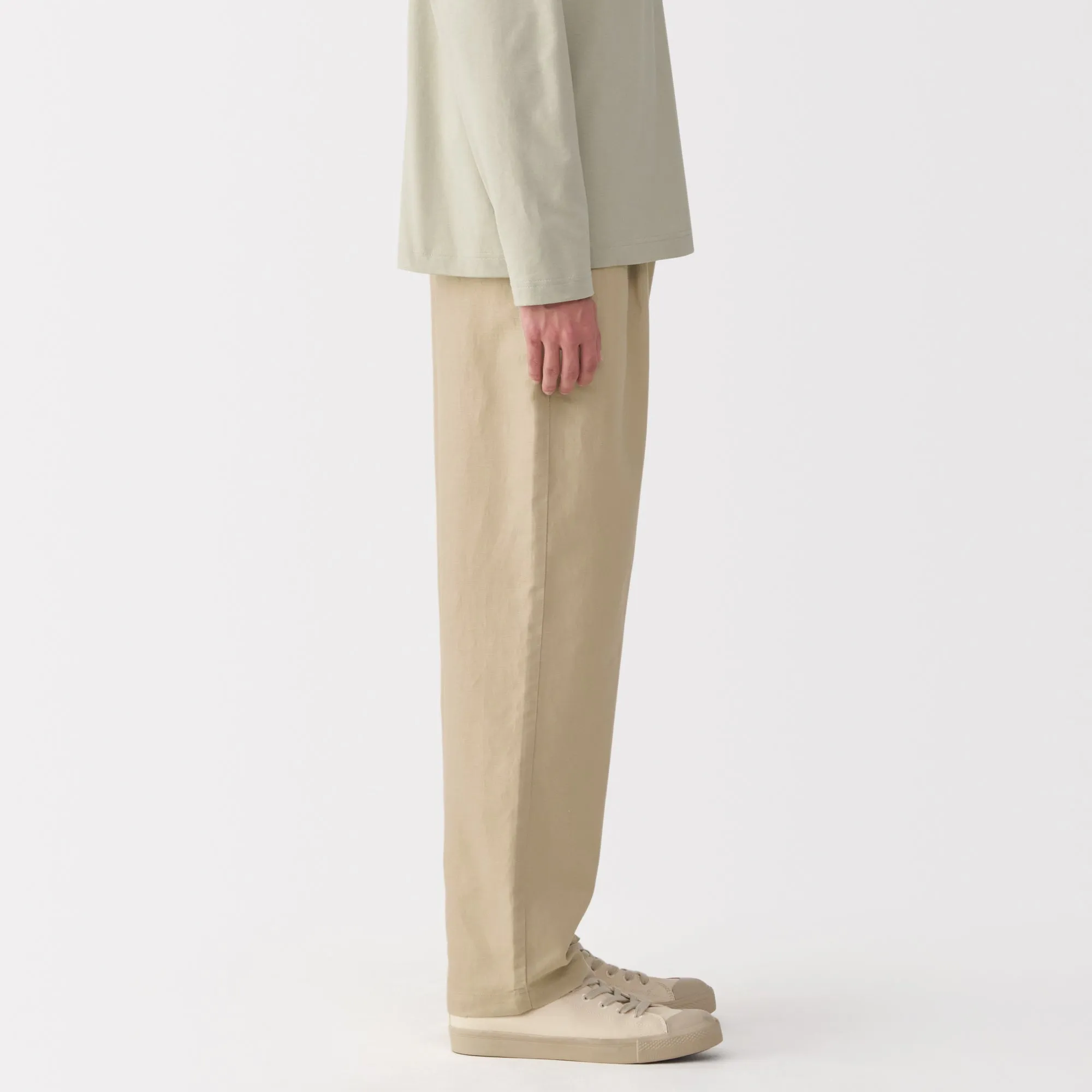Men's Hemp Blend Twill Pleated Straight Pants