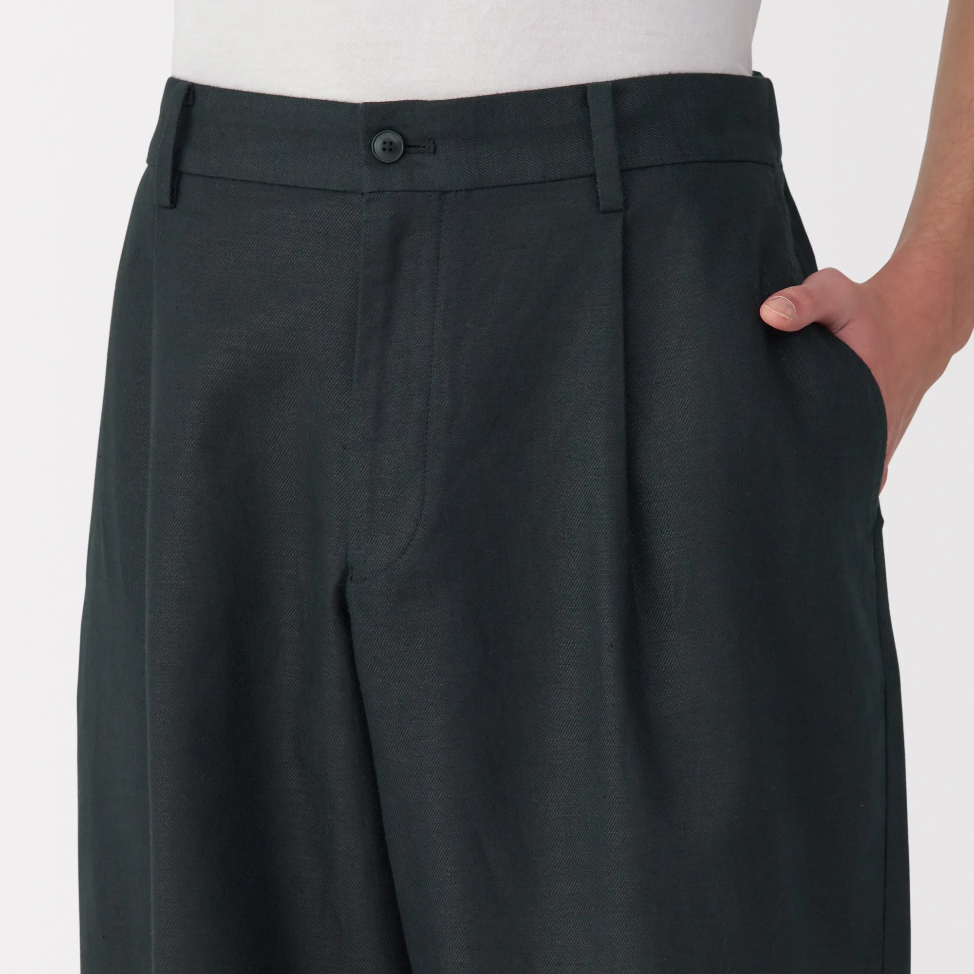Men's Hemp Blend Twill Pleated Straight Pants