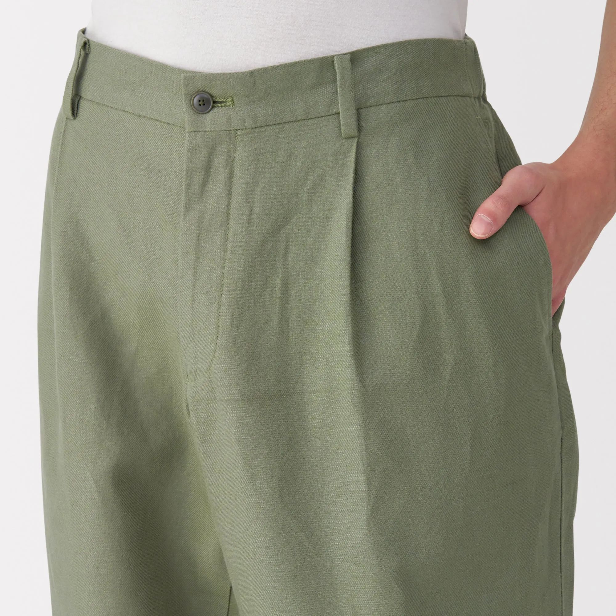 Men's Hemp Blend Twill Pleated Straight Pants
