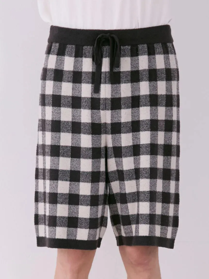 MEN'S Logo Pullover & Gingham Checked Shorts Loungewear Set