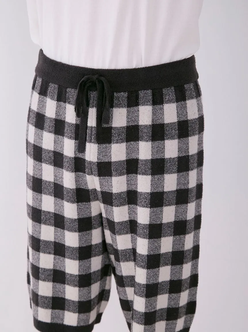 MEN'S Logo Pullover & Gingham Checked Shorts Loungewear Set