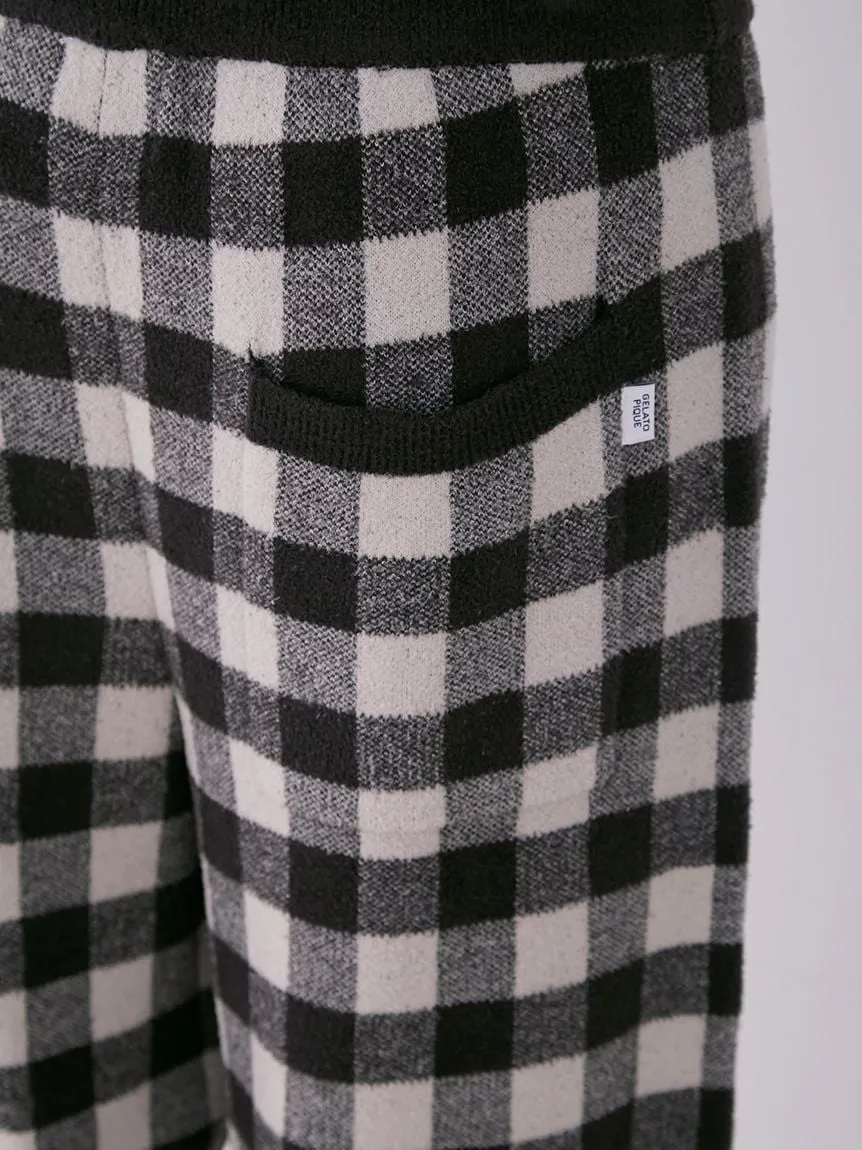 MEN'S Logo Pullover & Gingham Checked Shorts Loungewear Set