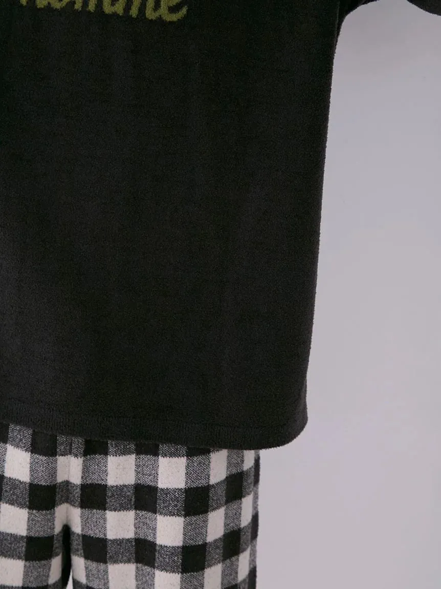 MEN'S Logo Pullover & Gingham Checked Shorts Loungewear Set