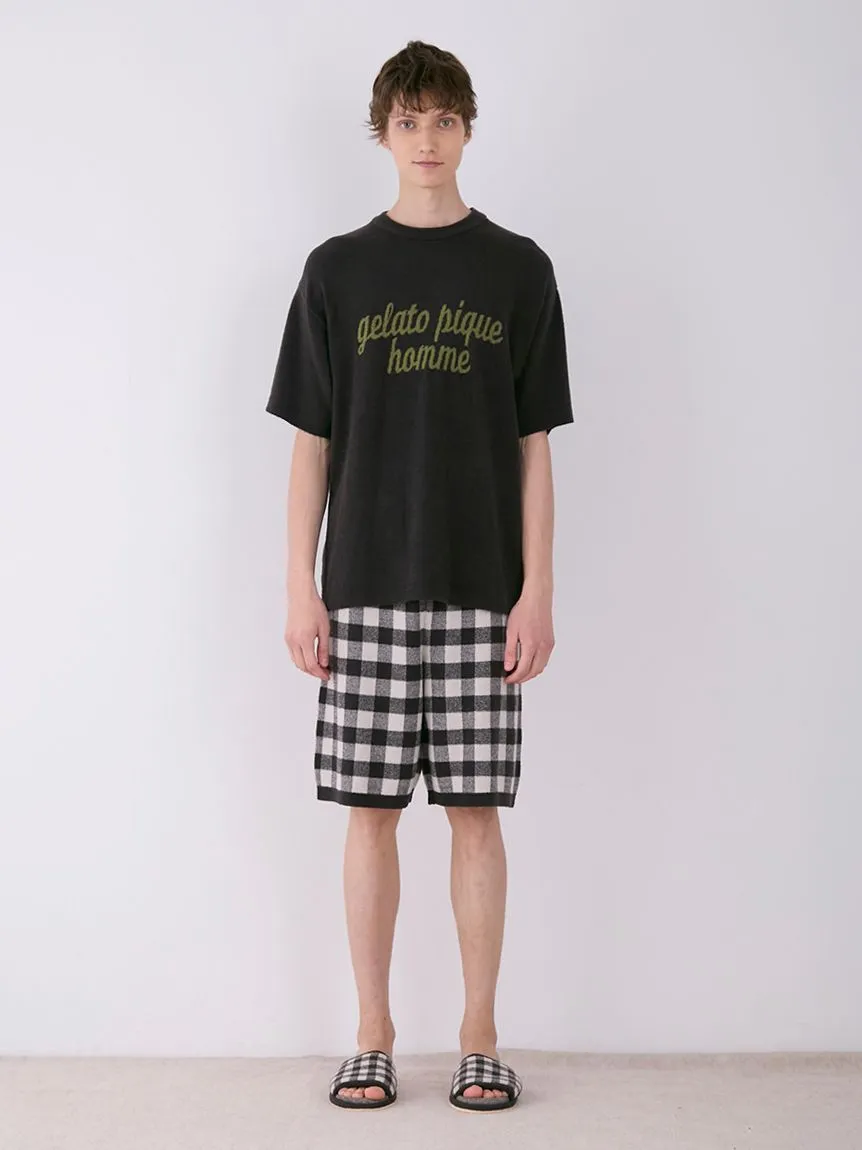MEN'S Logo Pullover & Gingham Checked Shorts Loungewear Set