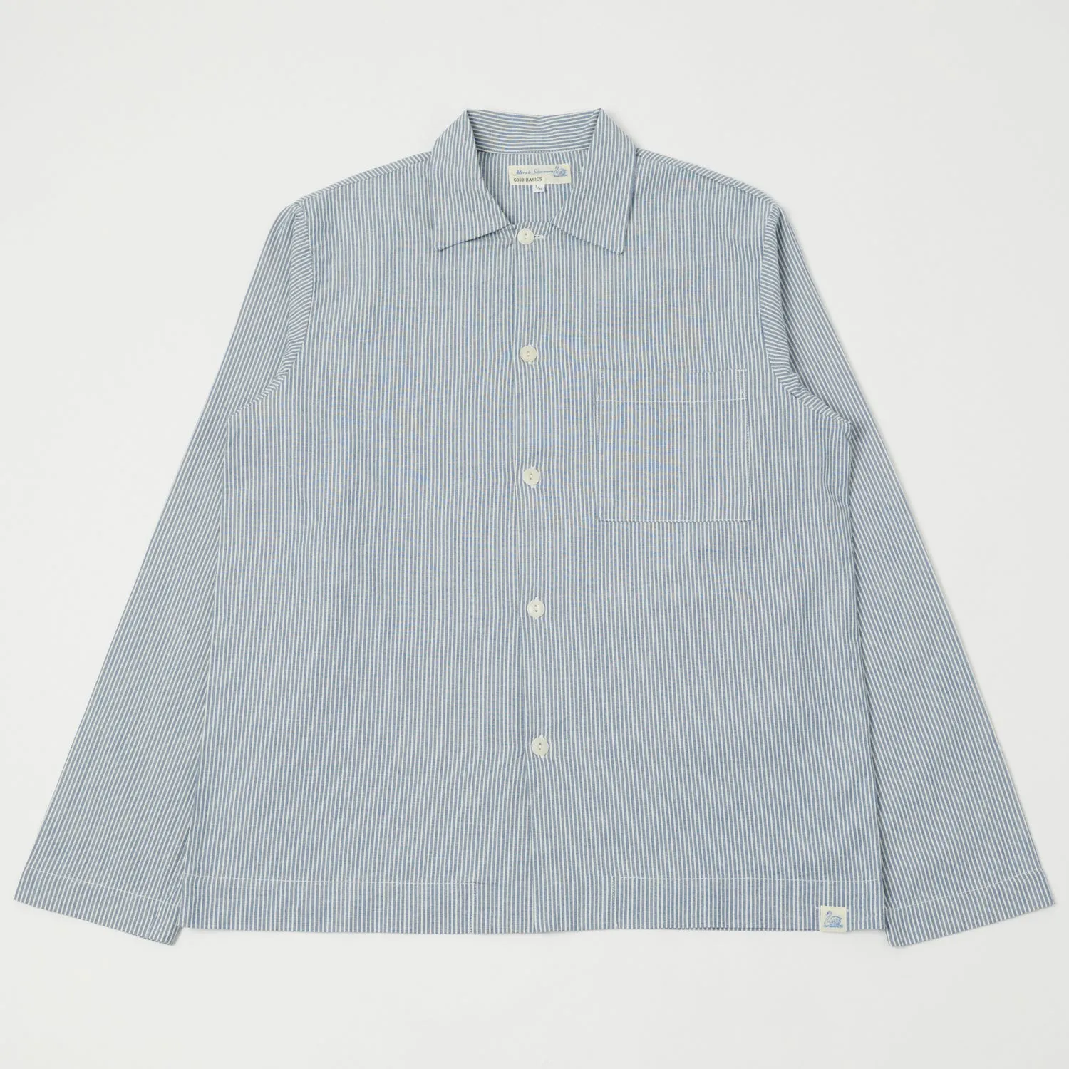 Merz b. Schwanen PJKT01 Genderless Pyjama Top - Denim Blue/Natural