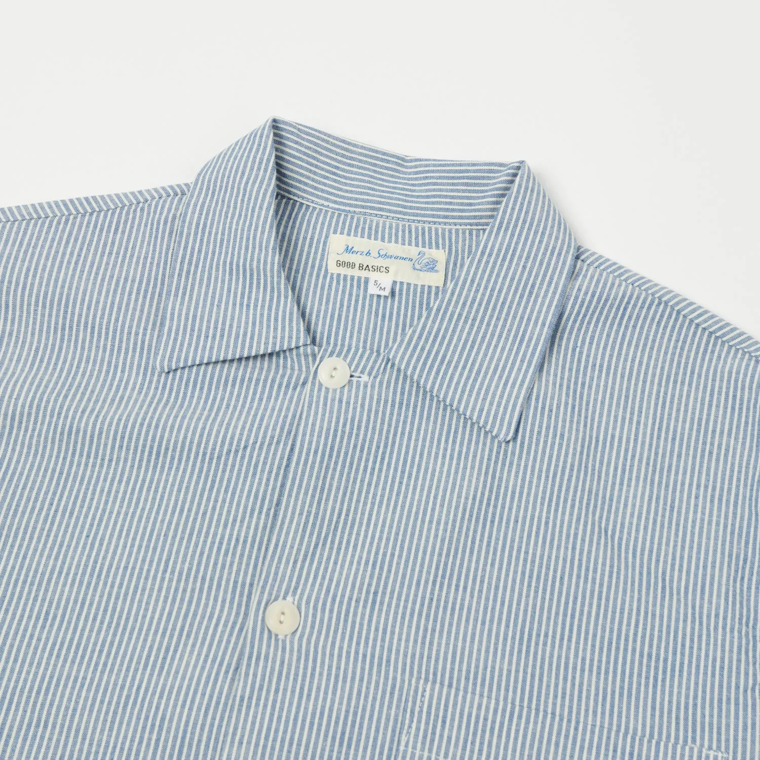 Merz b. Schwanen PJKT01 Genderless Pyjama Top - Denim Blue/Natural
