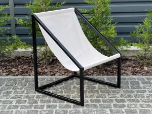 Metal Armchair Lounge Sling Chair Thick Linen Fabric Modern Minimalist Scandinavian Shipped Disassembled Hand Made to order