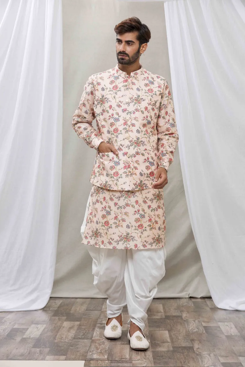 Pale Peach cotton silk Jacket set