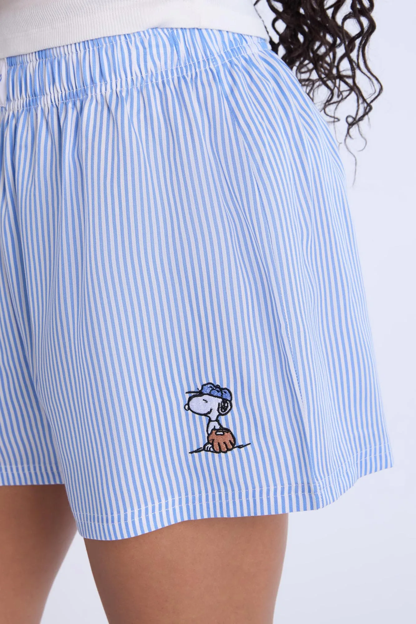 Peanuts Snoopy Embroidered Pajama Tank Top And Boxer Shorts 2-Piece Set