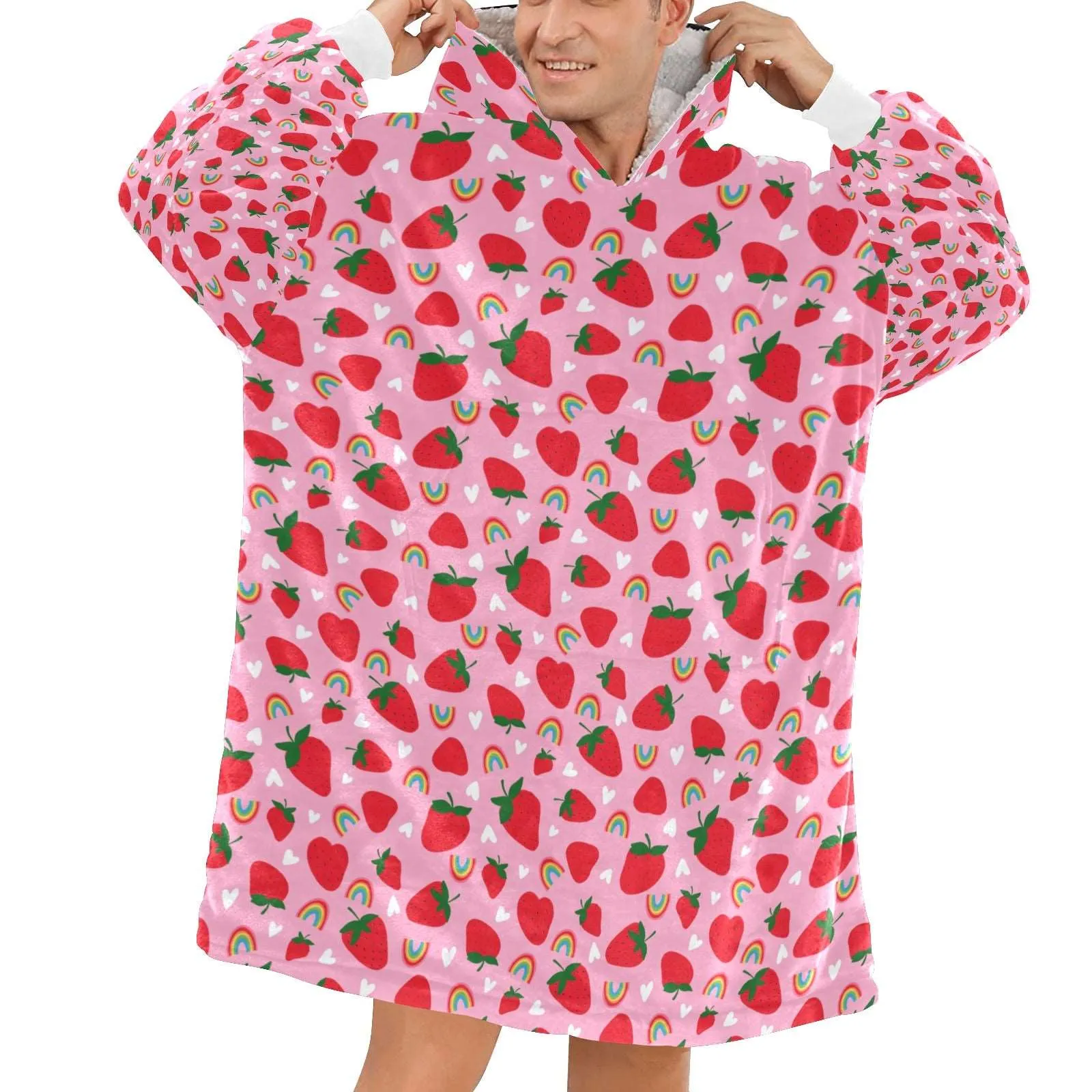 Pink Strawberry Fields - Hooded Blanket