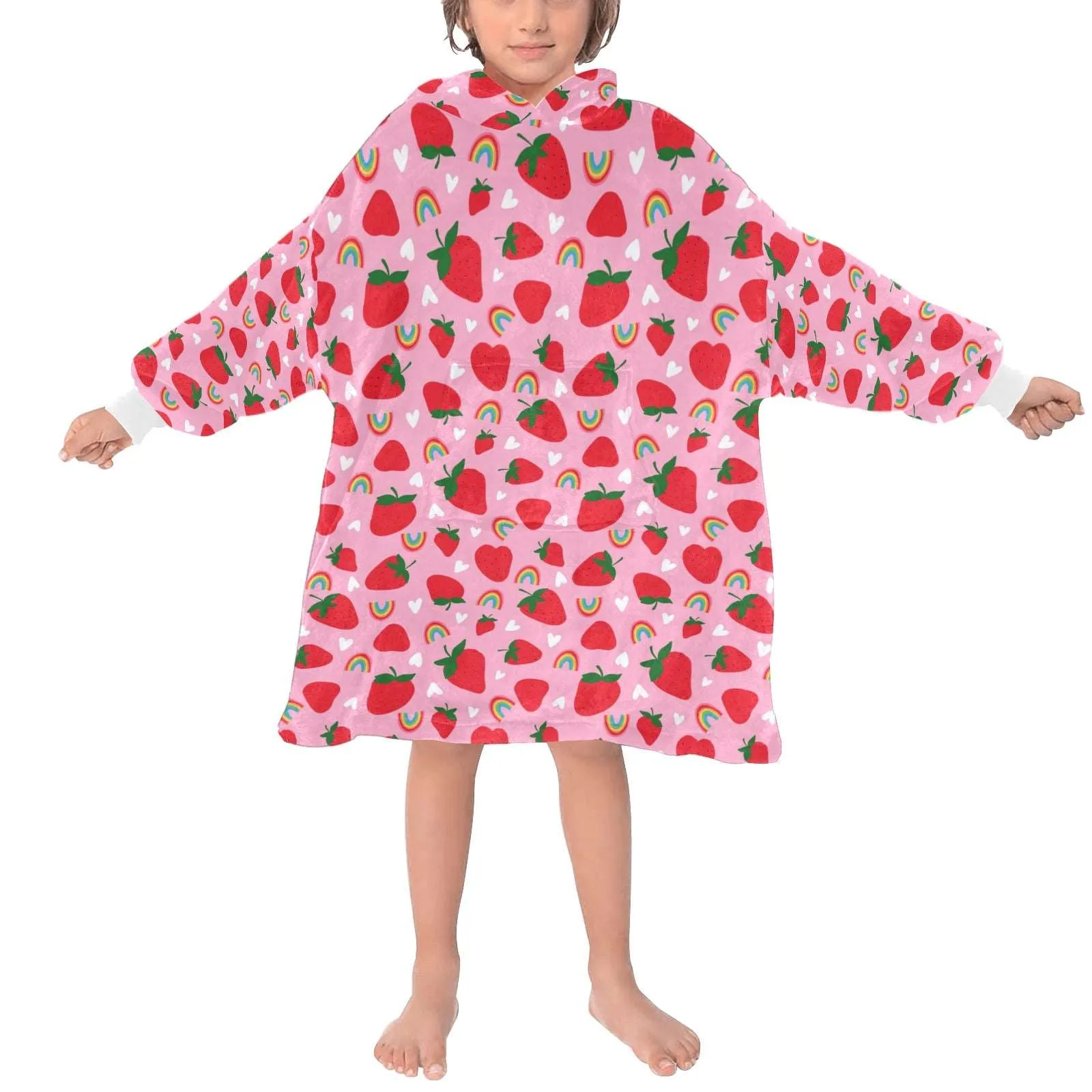 Pink Strawberry Fields - Hooded Blanket