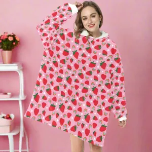 Pink Strawberry Fields - Hooded Blanket