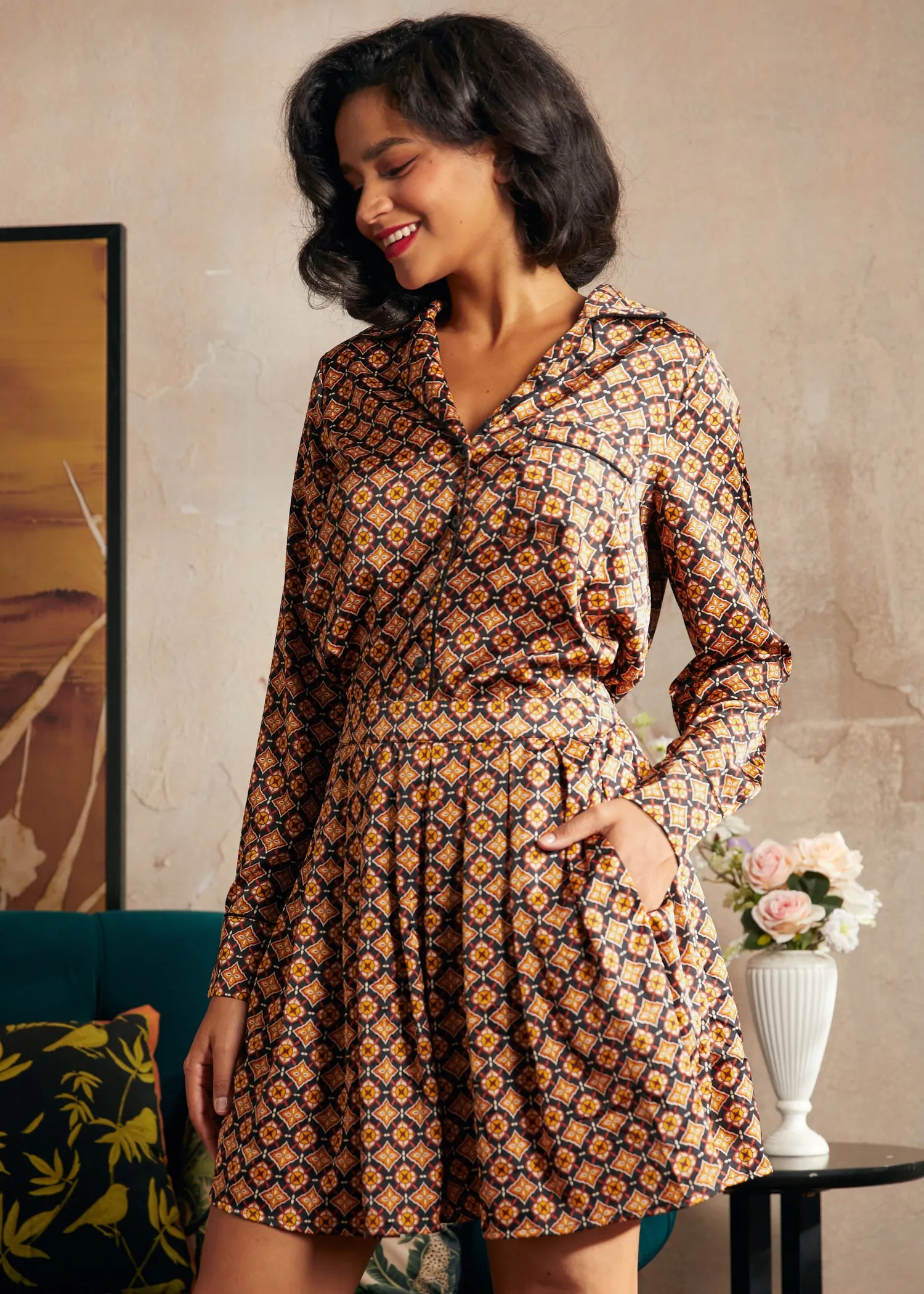Playful Past Long Sleeve Blouse