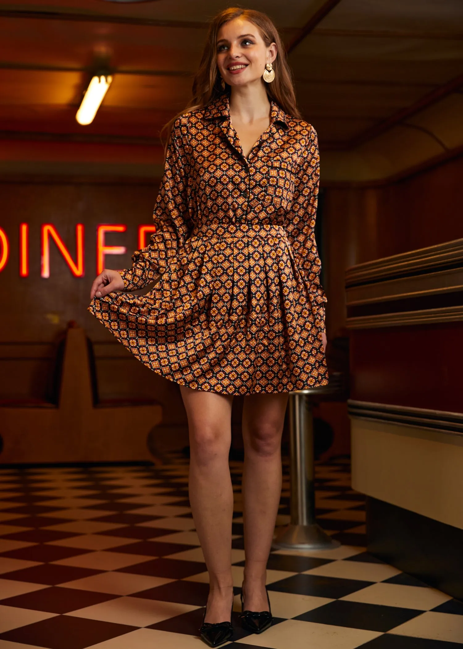 Playful Past Long Sleeve Blouse