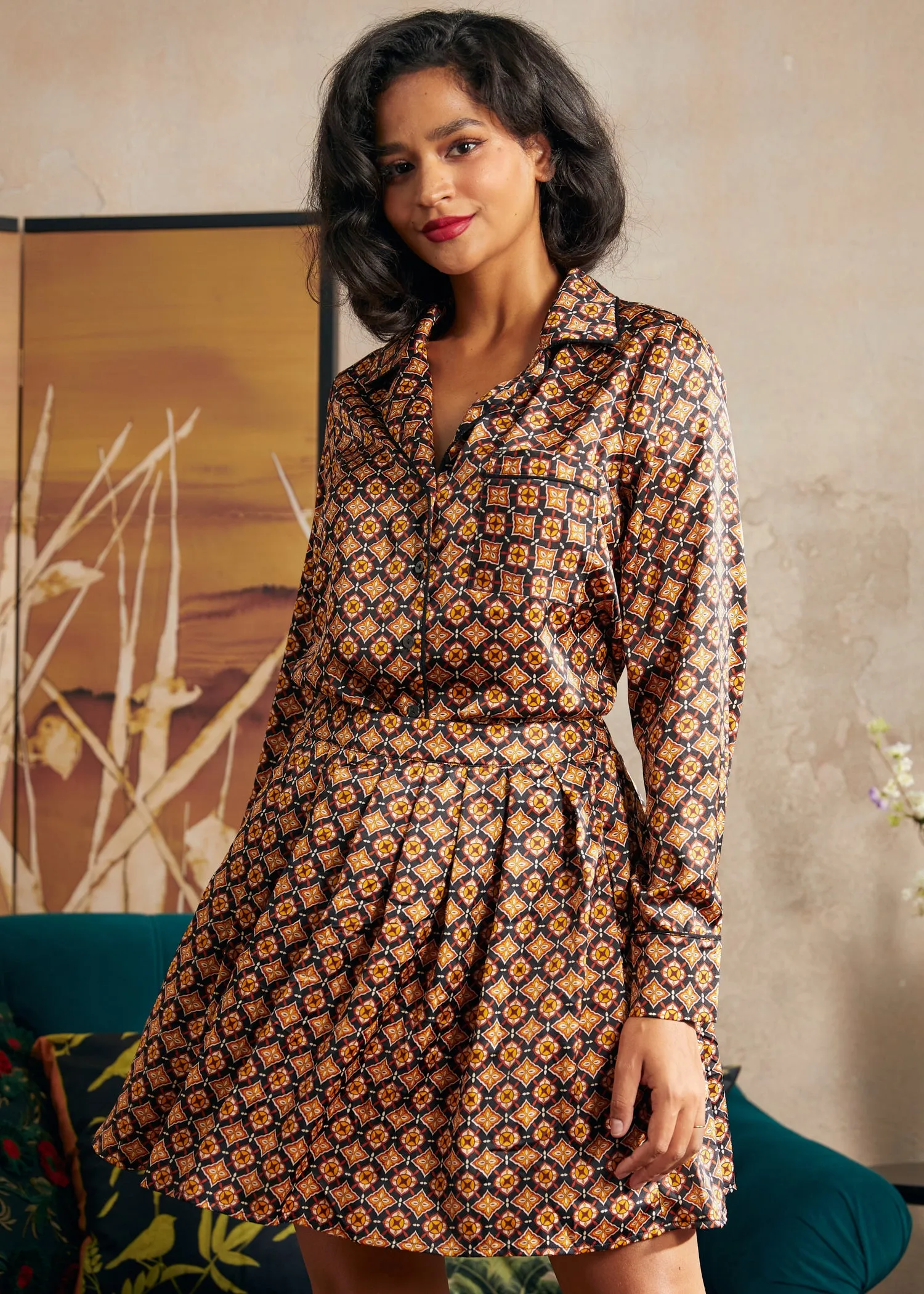 Playful Past Long Sleeve Blouse