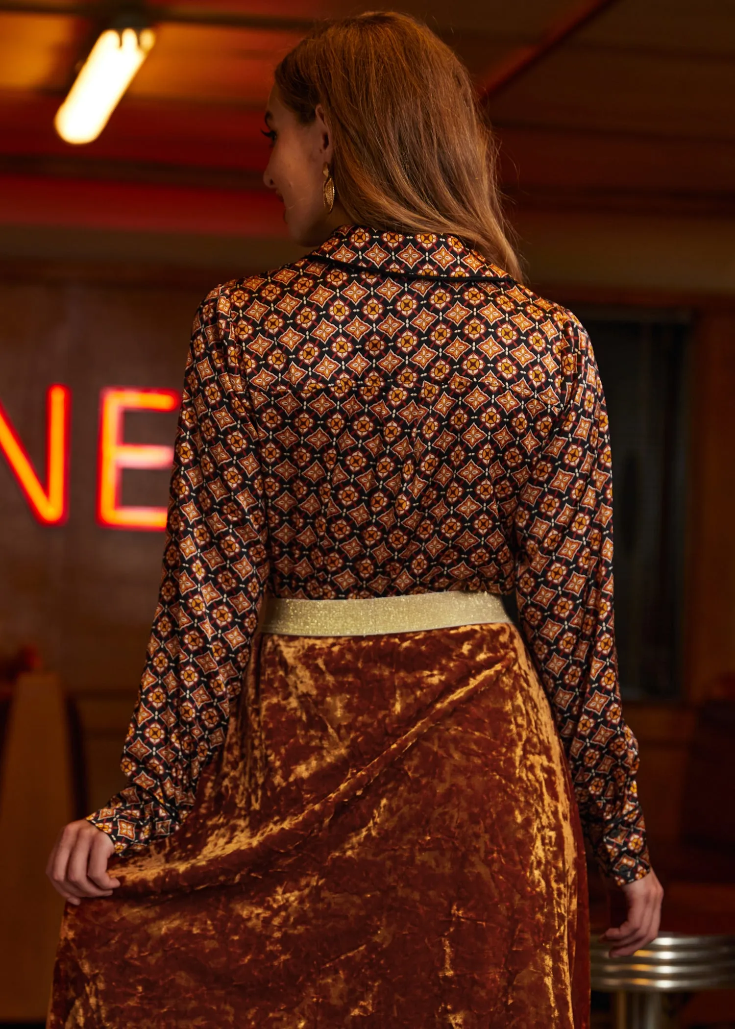 Playful Past Long Sleeve Blouse