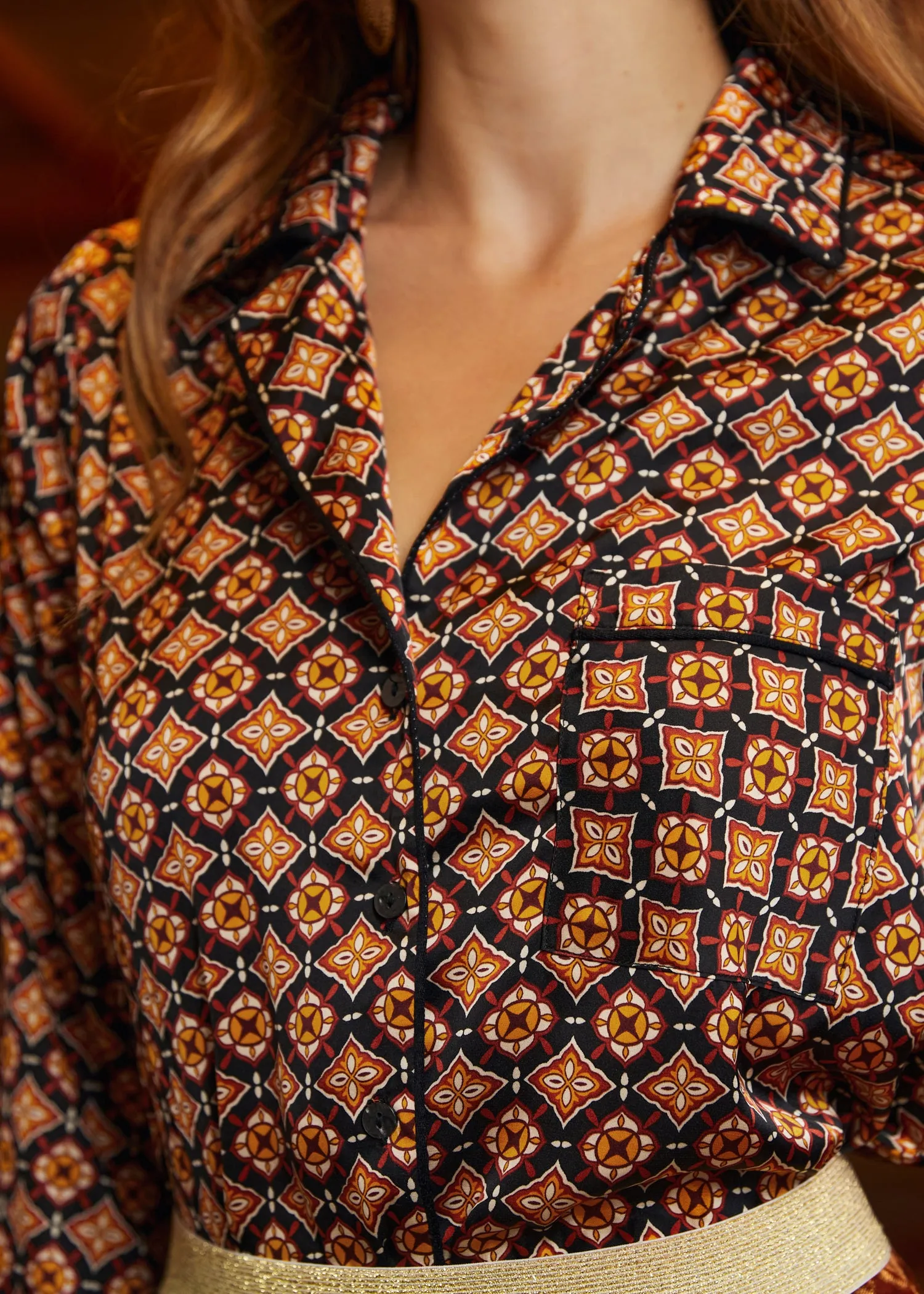Playful Past Long Sleeve Blouse