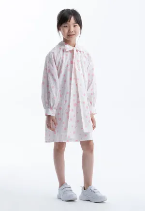 Polka Dots Printed Lantern Sleeves Cotton Blouse