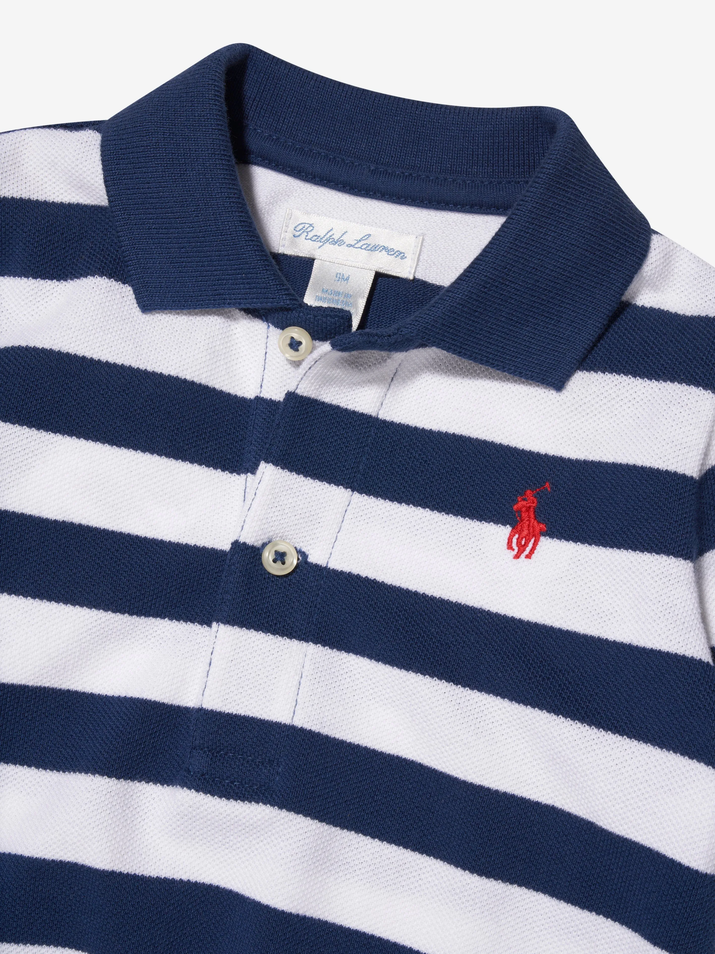Ralph Lauren Baby Boys Striped Babygrow in Navy