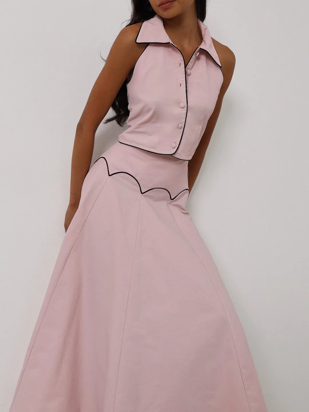 Sera Contrast Dream Skirt | Rose Pink/Navy
