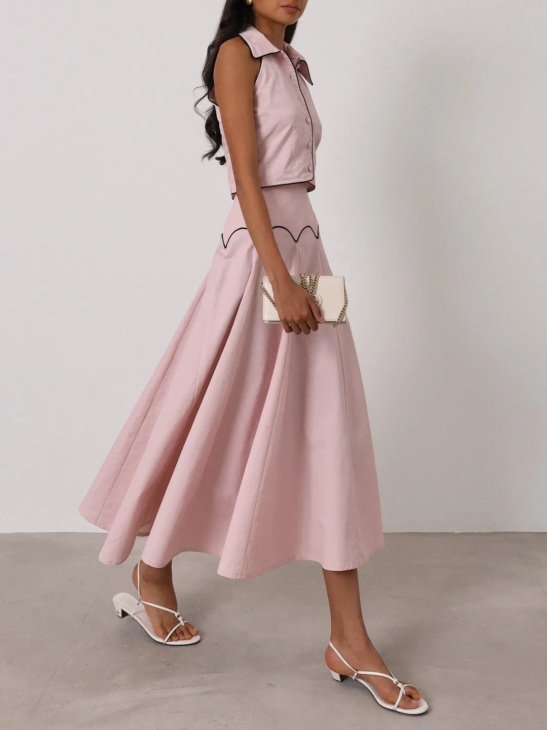 Sera Contrast Dream Skirt | Rose Pink/Navy