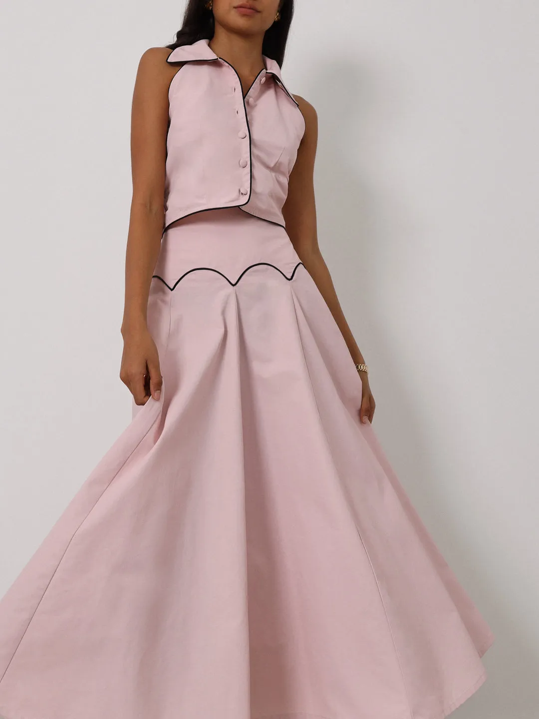 Sera Contrast Dream Skirt | Rose Pink/Navy
