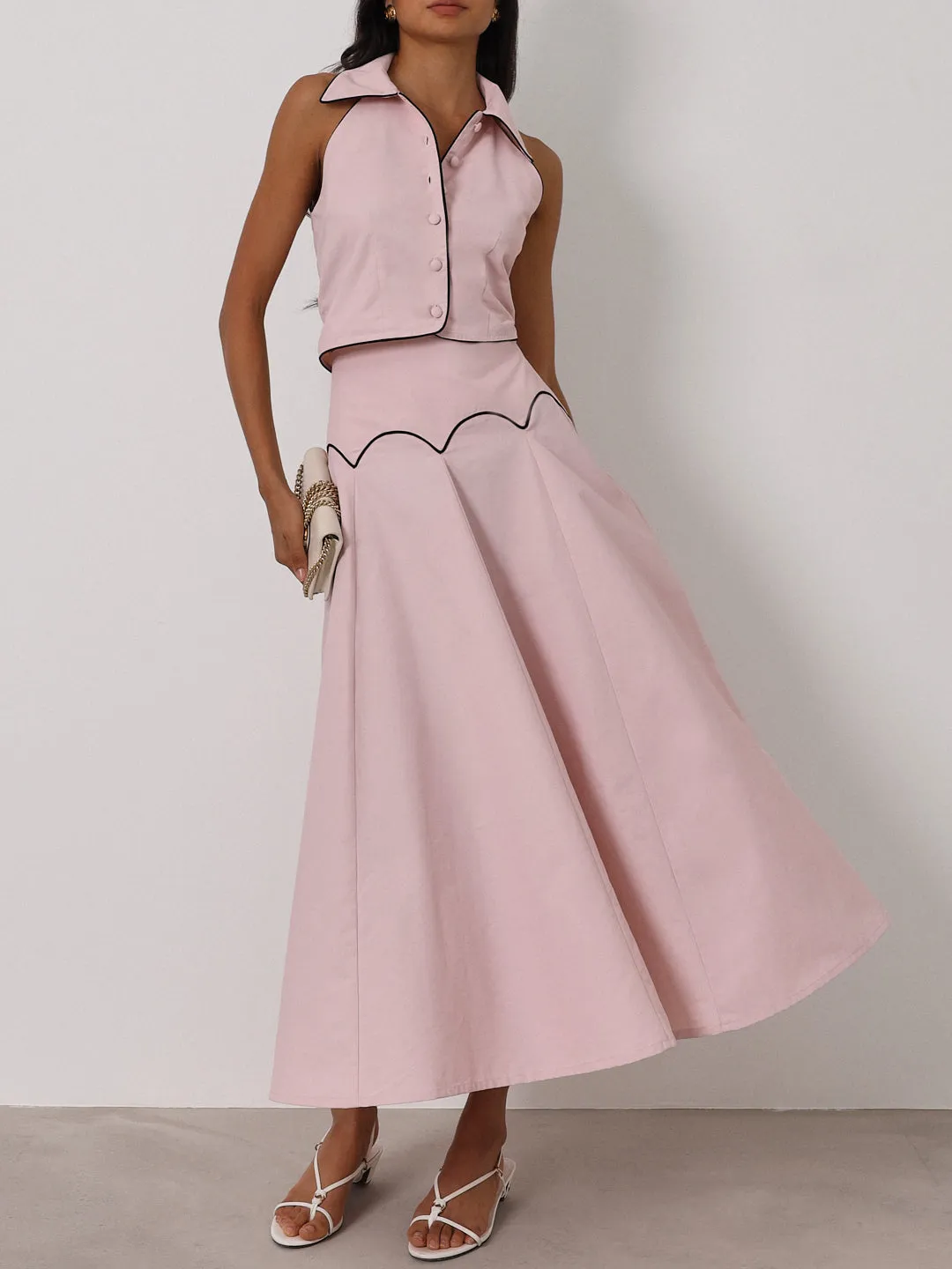Sera Contrast Dream Skirt | Rose Pink/Navy