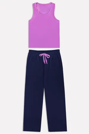 Simply Soft Racerback Tank & Karate Pant - Navy Violet