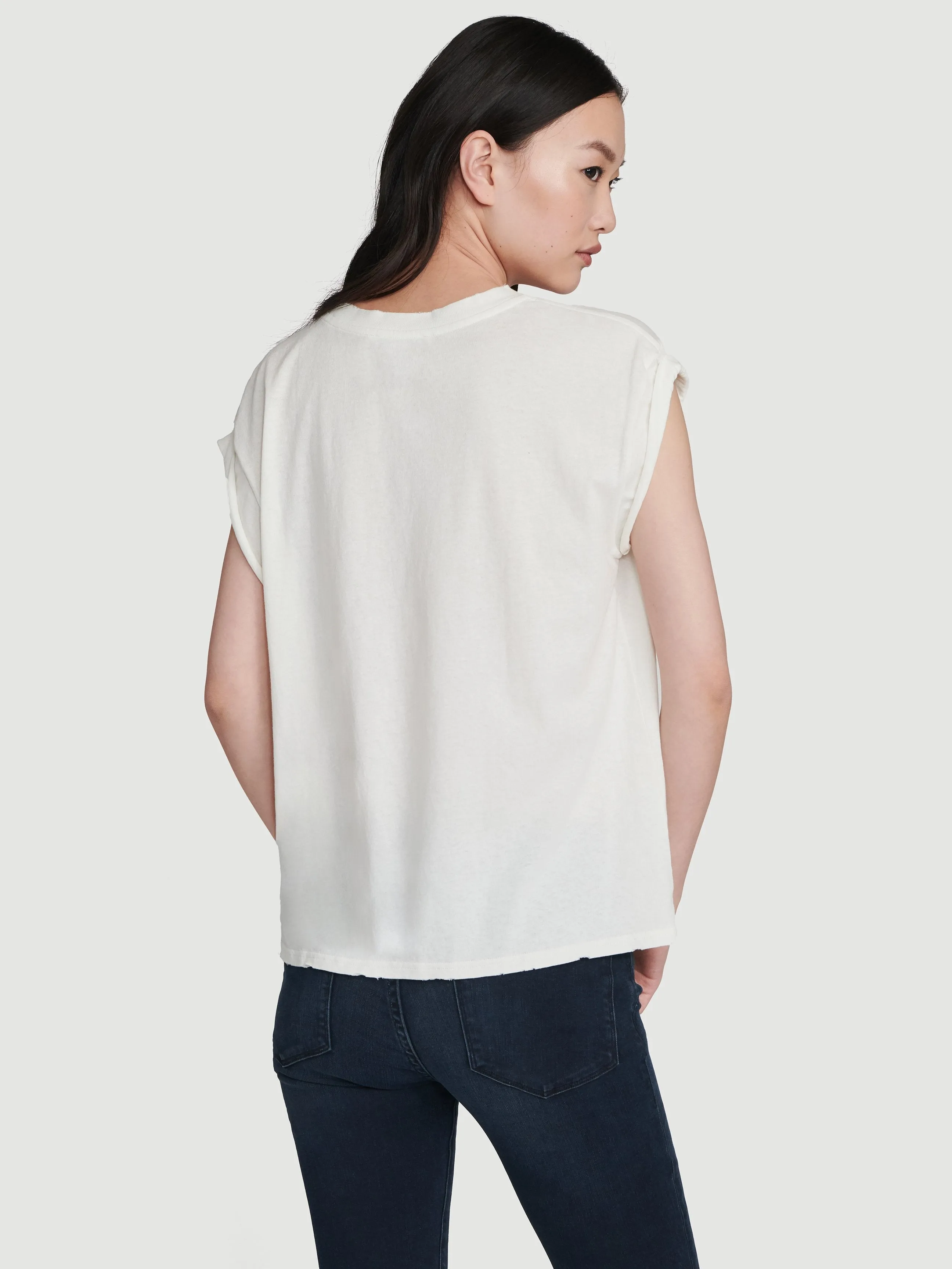 Slouchy Rolled Tee -- Vintage Blanc